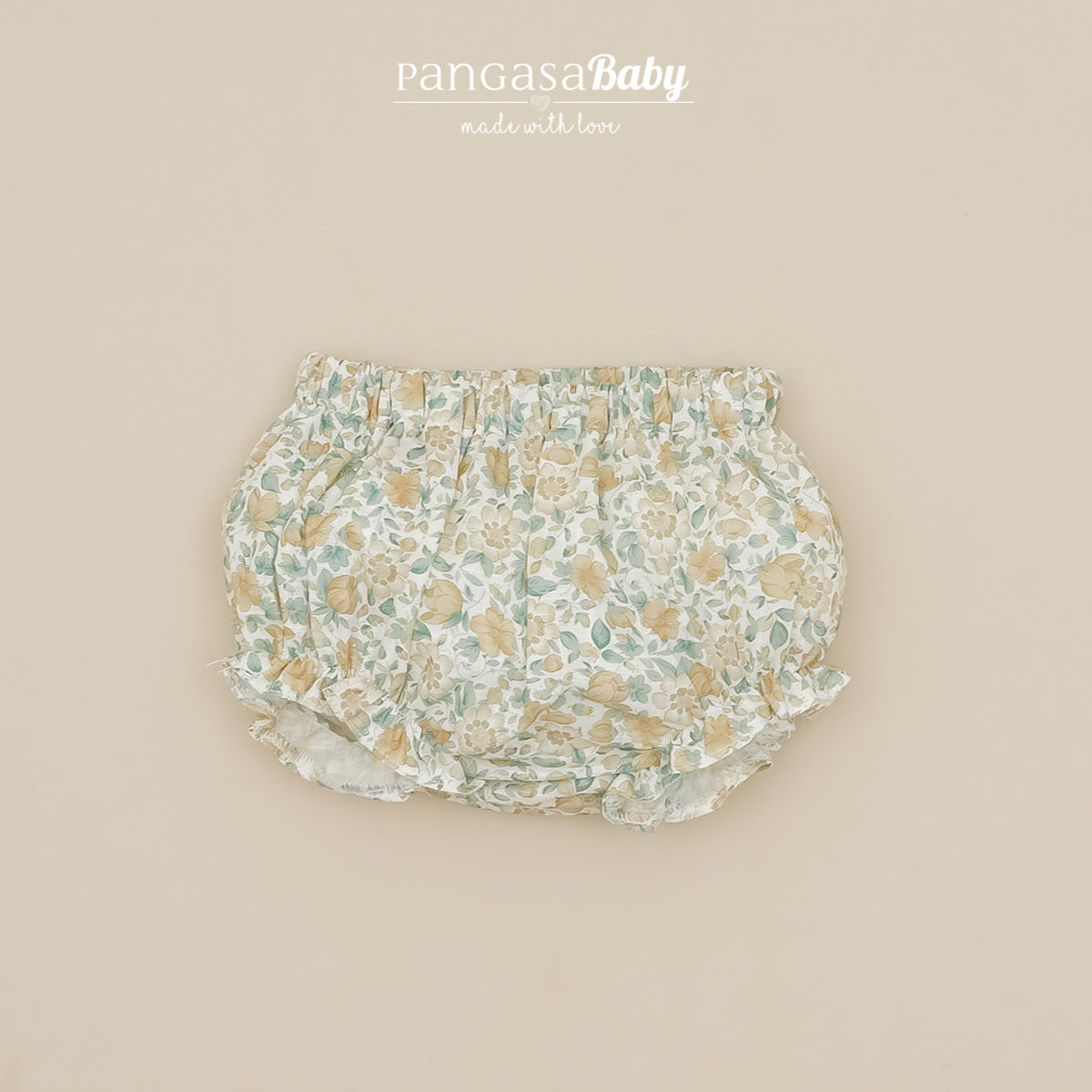 Vestido combinado e tapa fraldas com estampado floral da Pangasa