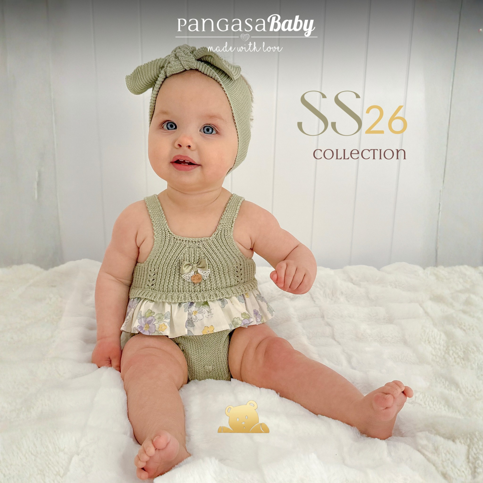 Jardineira curta em malha verde com folho da Pangasa