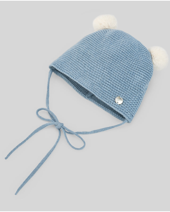 Gorro com pompons azul da Paz Rodriguez "Val"