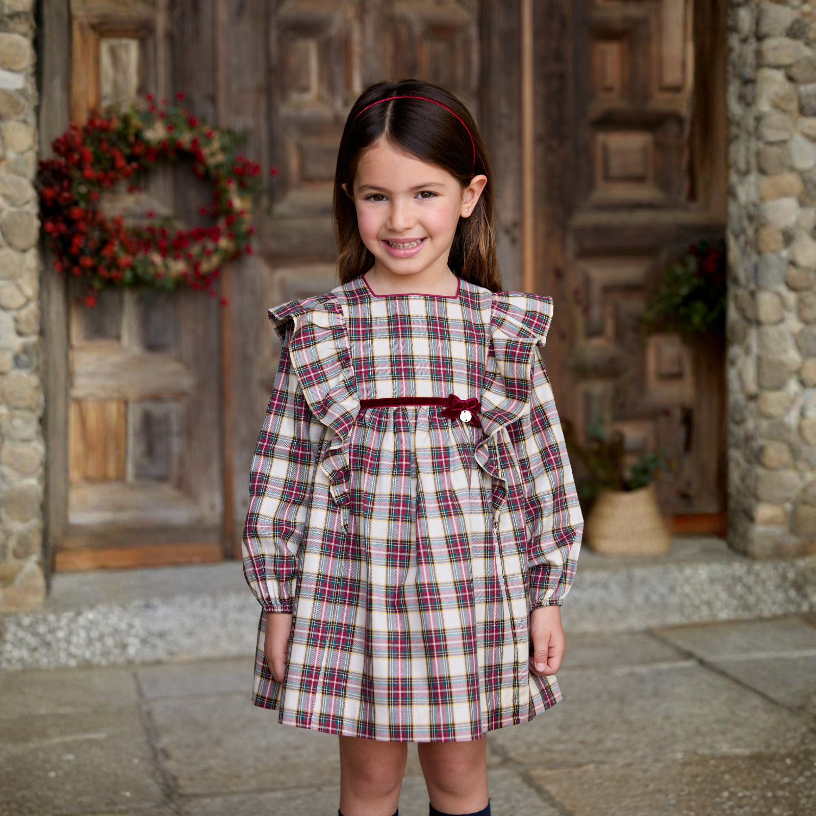 Vestido xadrez com folho da Martín Aranda "Tineo"