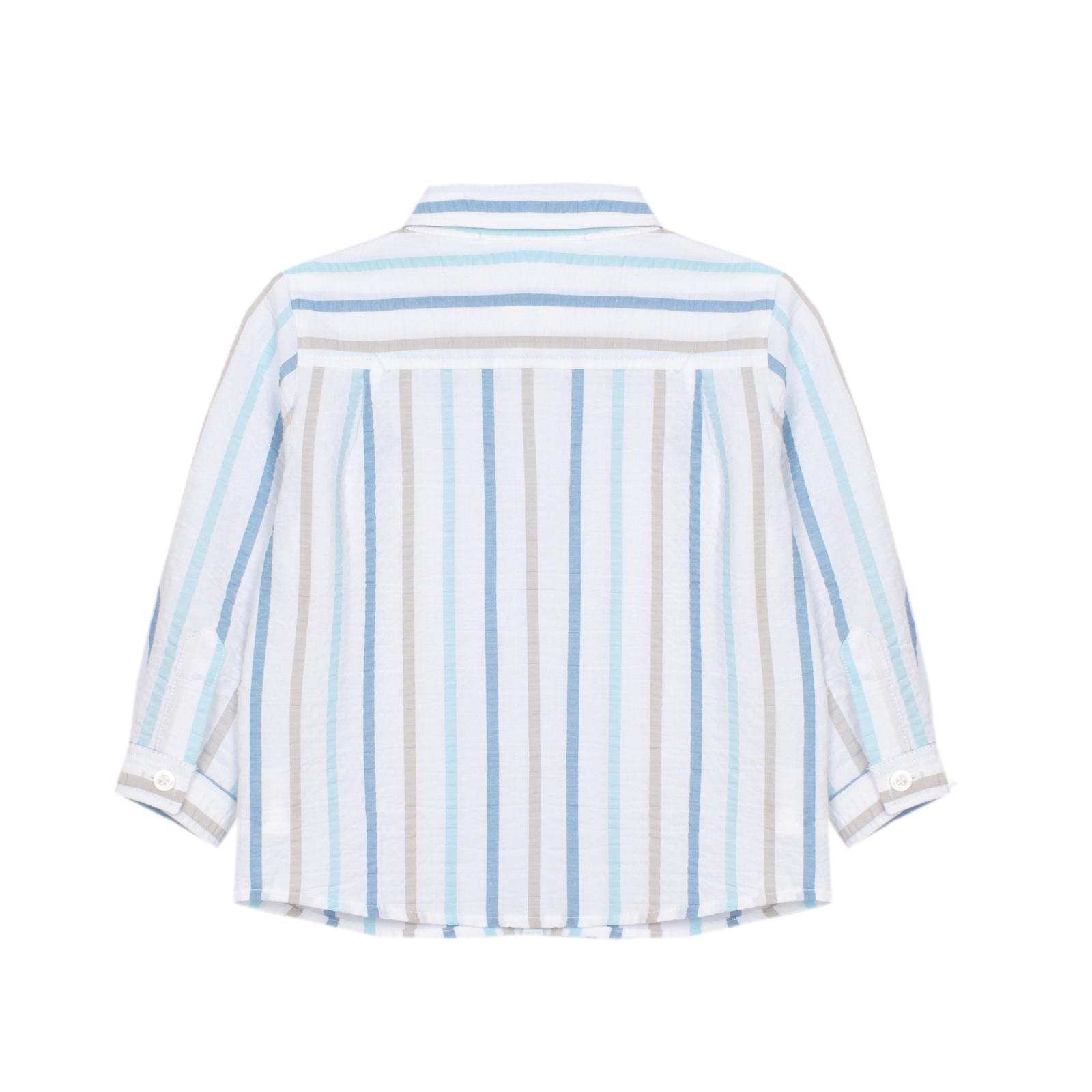 Conjunto camisa as riscas  e calção branco da Patachou "Soft Blue"