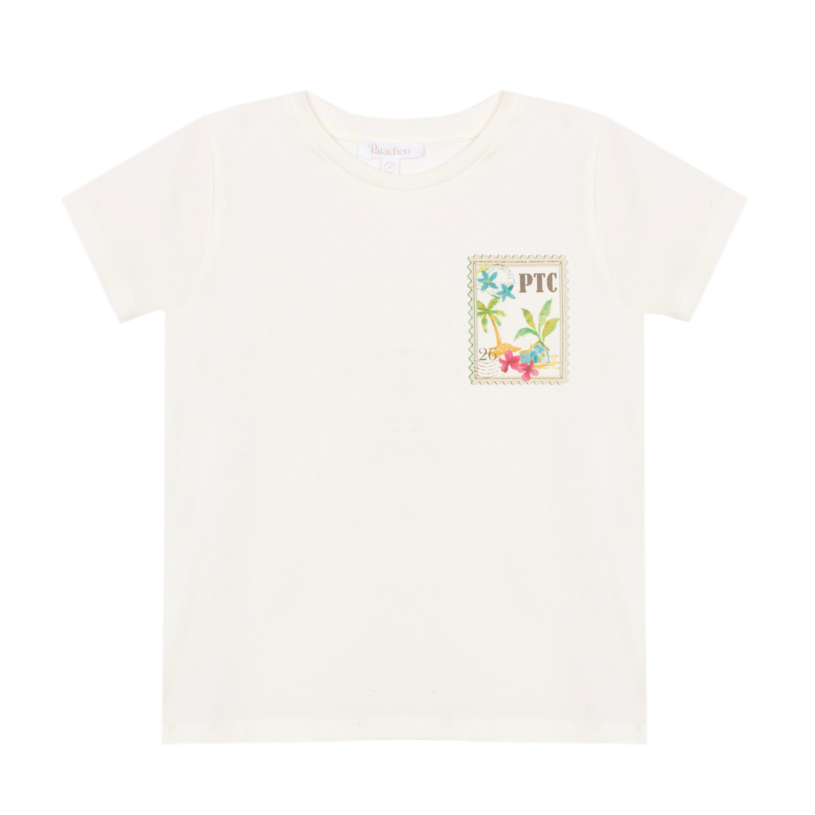 Conjunto camisola branca e calção as riscas multicolor da Patachou "Swimwear"