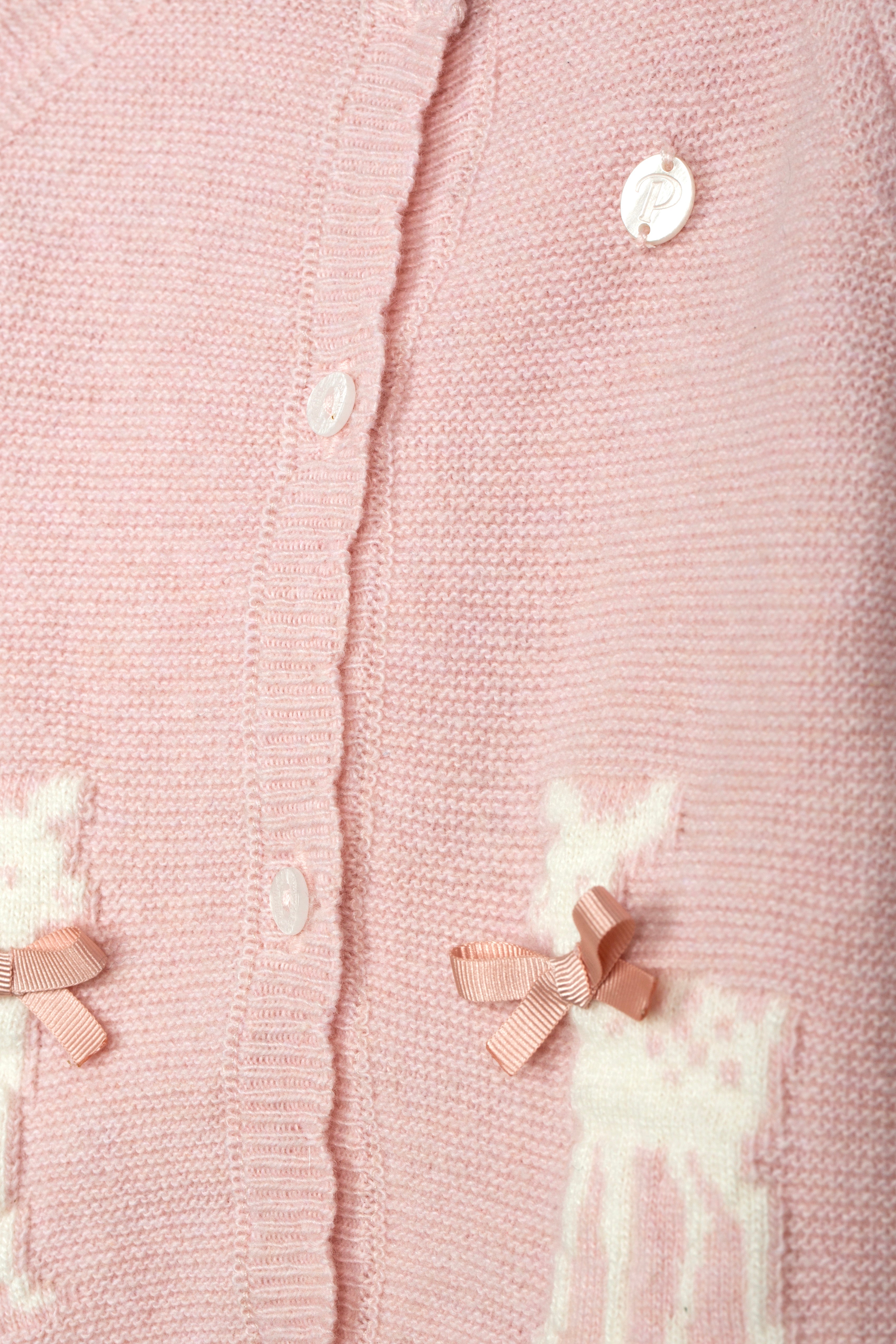 Conjunto casaco e calça rosa de malha da Patachou "Sweet pink"