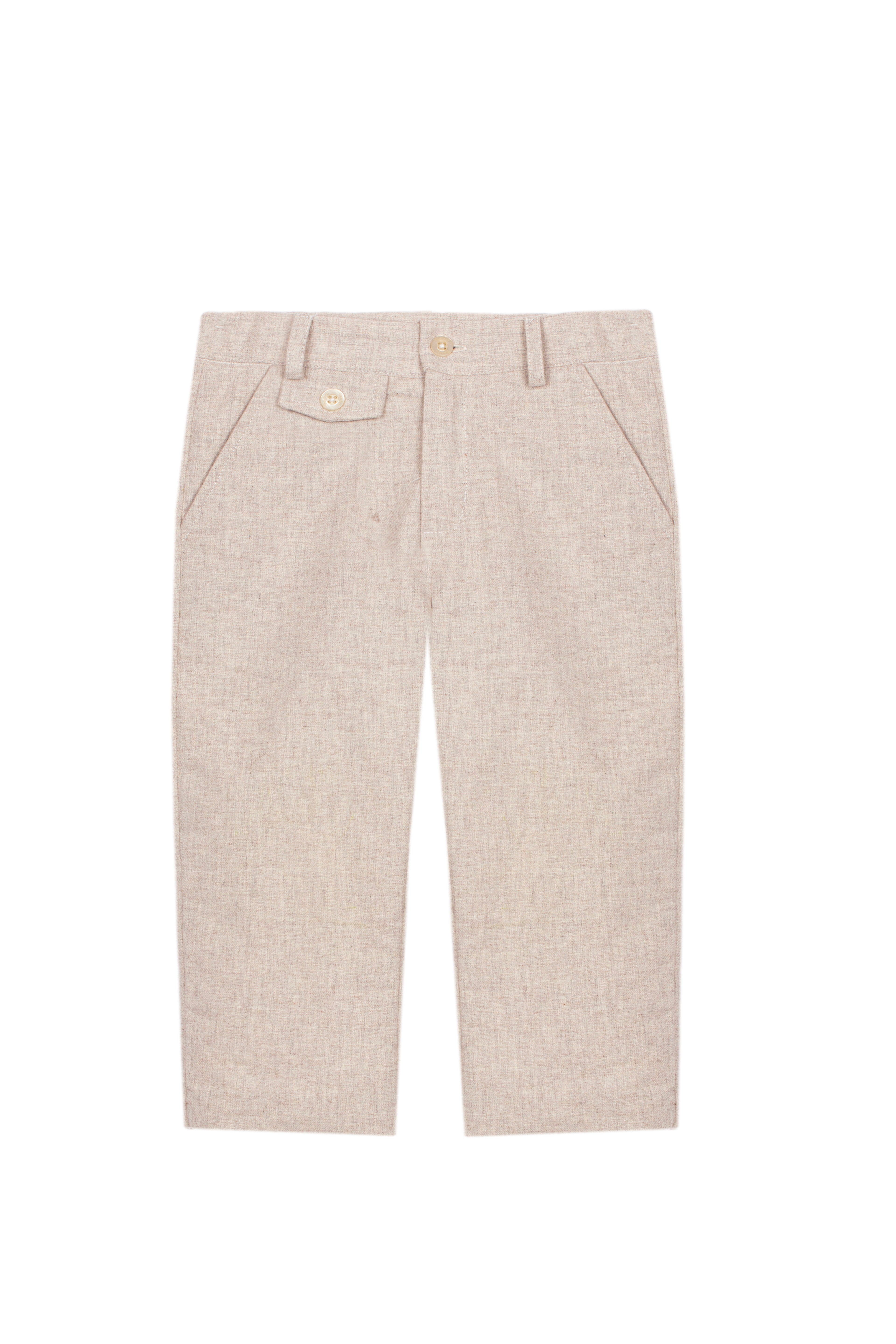 Conjunto camisa xadrez e calça flanela bege de menino da Patachou "Brown grey"