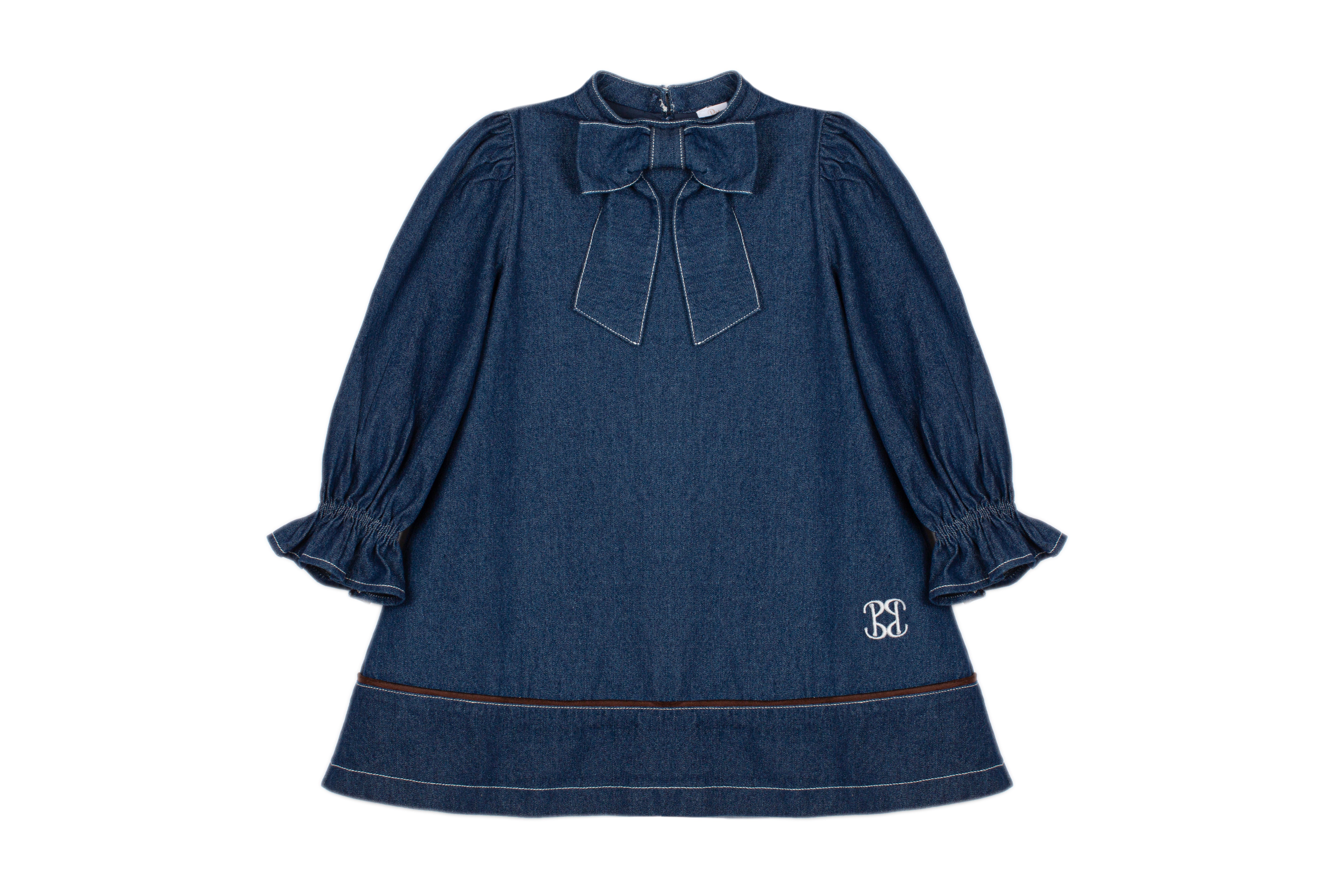 Vestido de ganga com laço para menina da Patachou