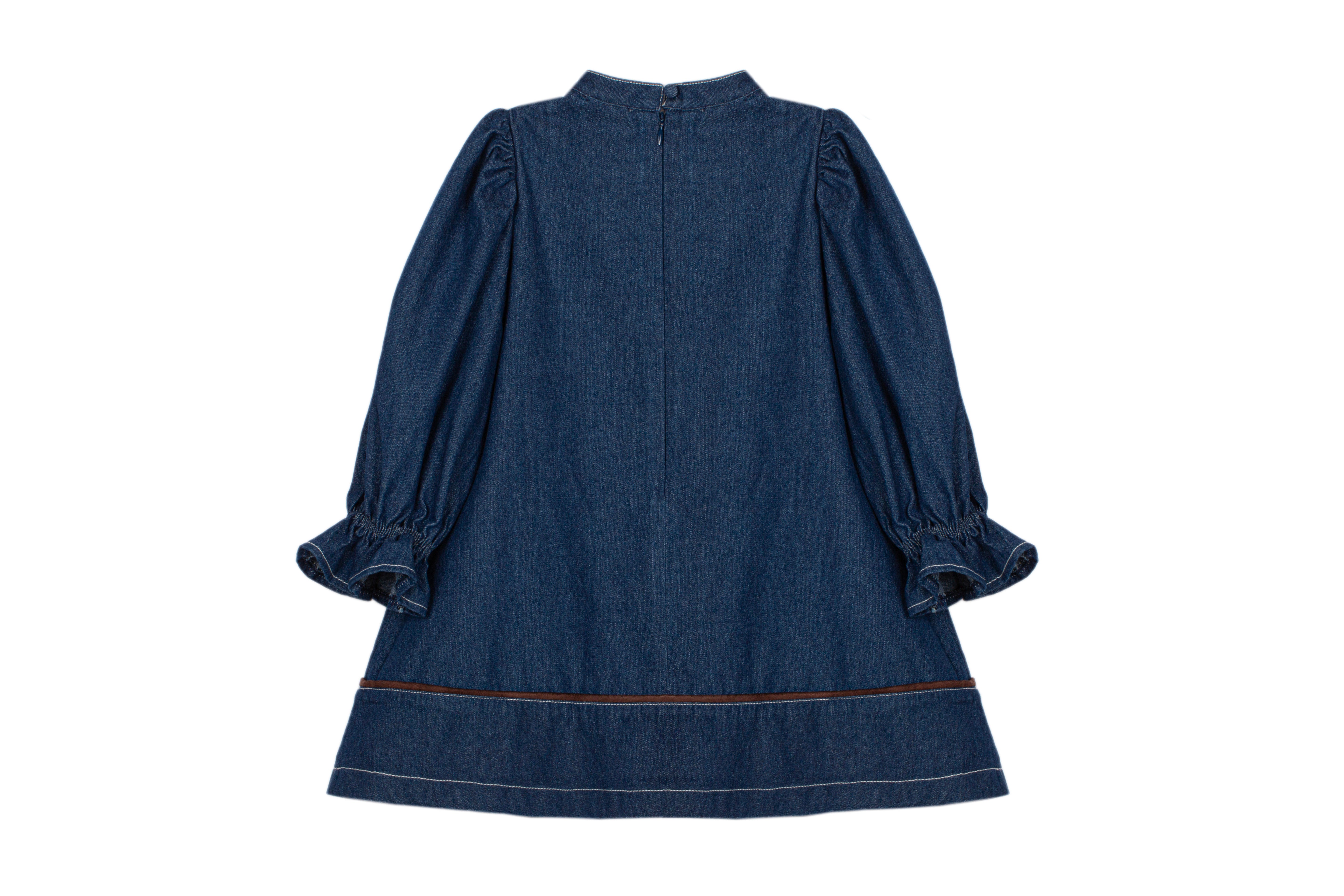 Vestido de ganga com laço para menina da Patachou