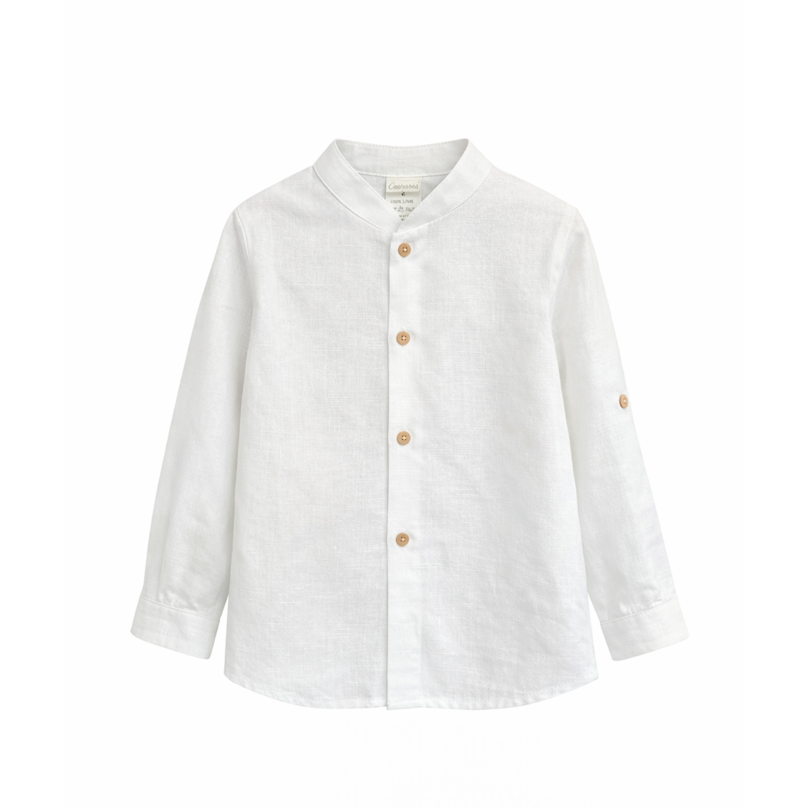 Camisa linho pérola e botões madeira para cerimonia da Niseret