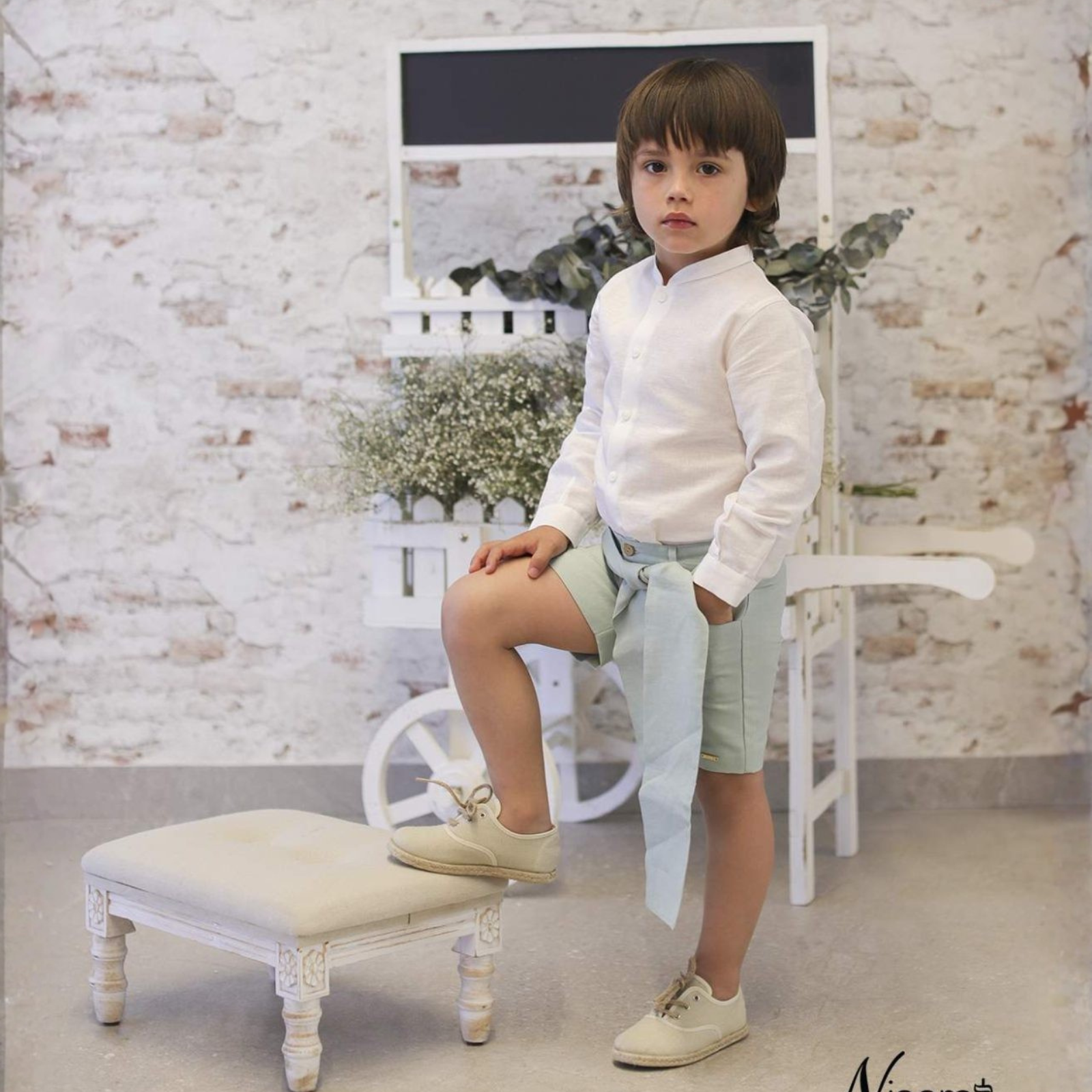 Calção em linho verde para cerimónia da Niseret