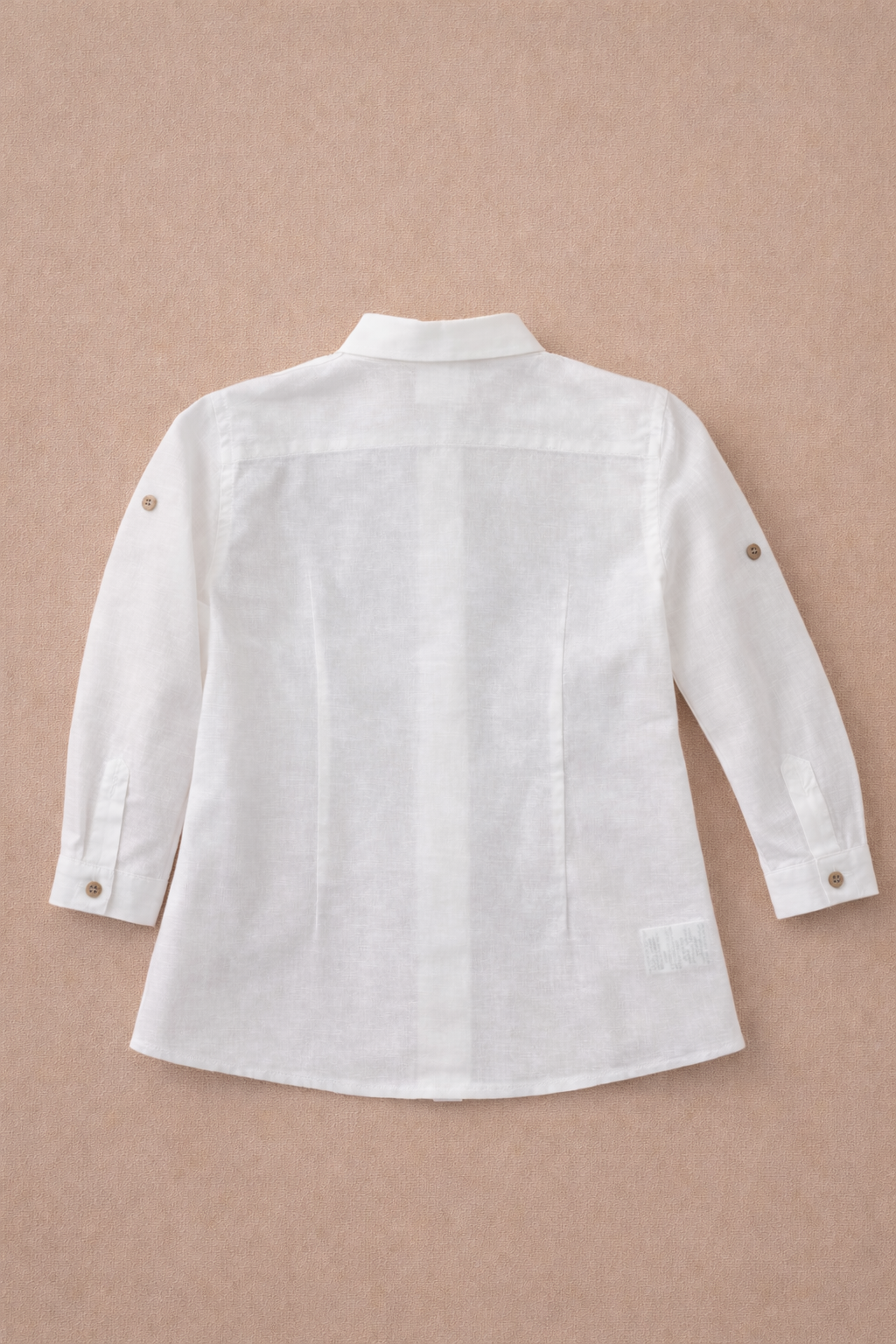 Camisa linho pérola com botões de madeira para cerimonia da Niseret