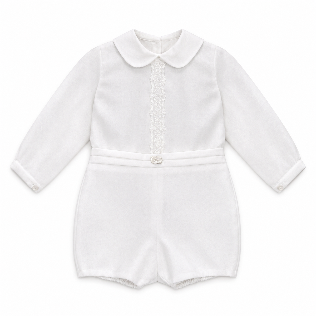 Conjunto blusa e calção em tule pérola para cerimónia da Niseret