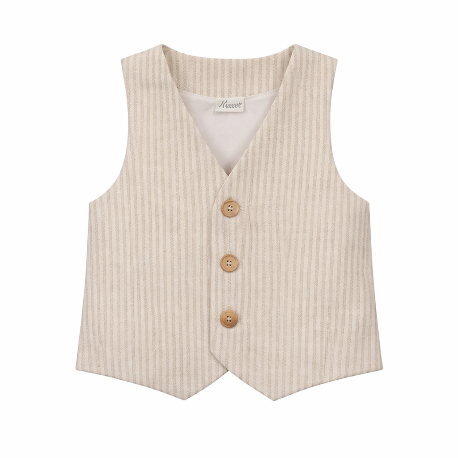 Colete com riscas bege em linho cerimónia da Niseret