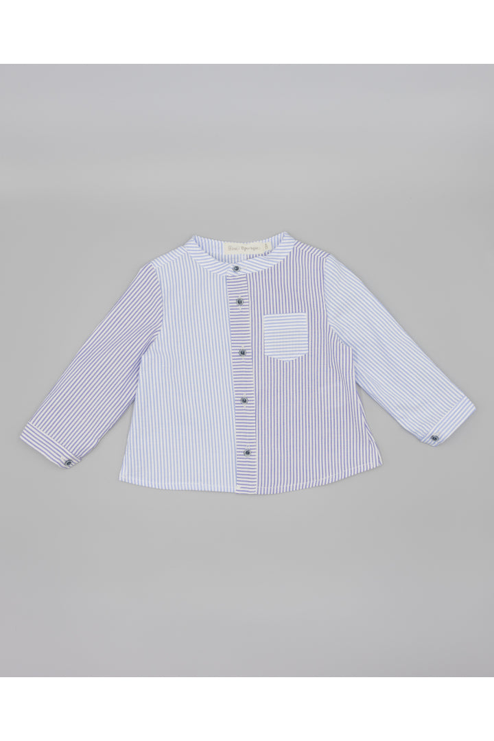 Camisa estampada riscas azul marinho e azul claro da Fina Ejerique "NAVY"