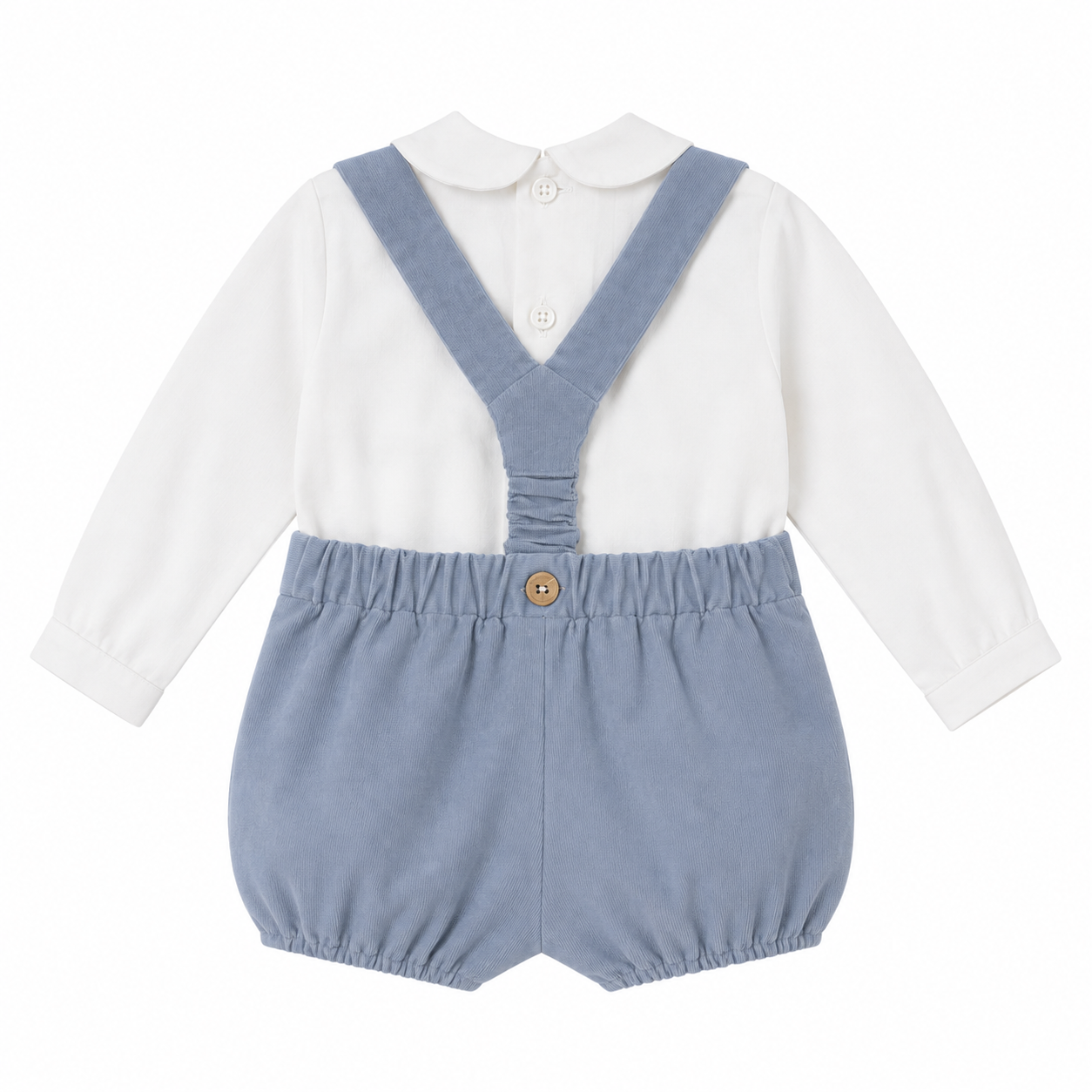 Conjunto blusa e calção com alça azul para cerimónia da Niseret