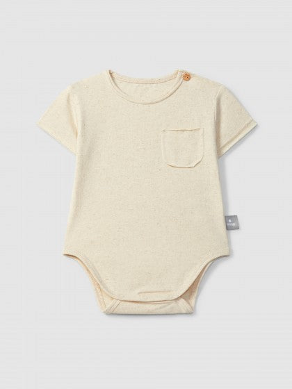 Body sem gola em malha canelada crudo Linen da Snug