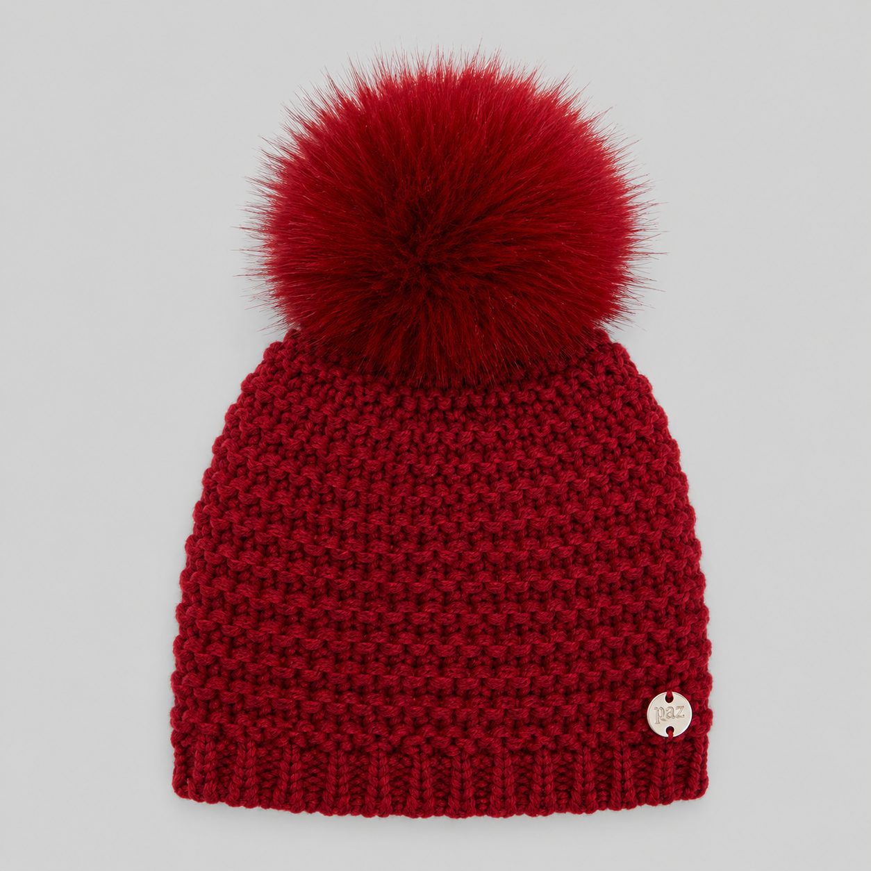 Gorro em malha vermelho com pompom da Paz Rodriguez "Nadal"