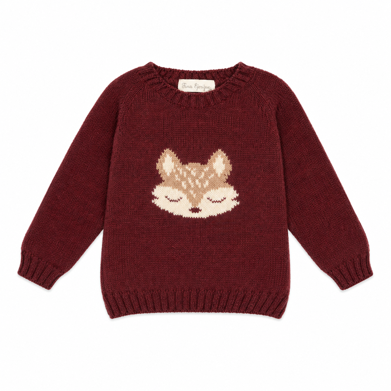 Camisola em malha bordô com estampado raposa em jacquard Fina Ejerique "Burgundy" (Cópia)