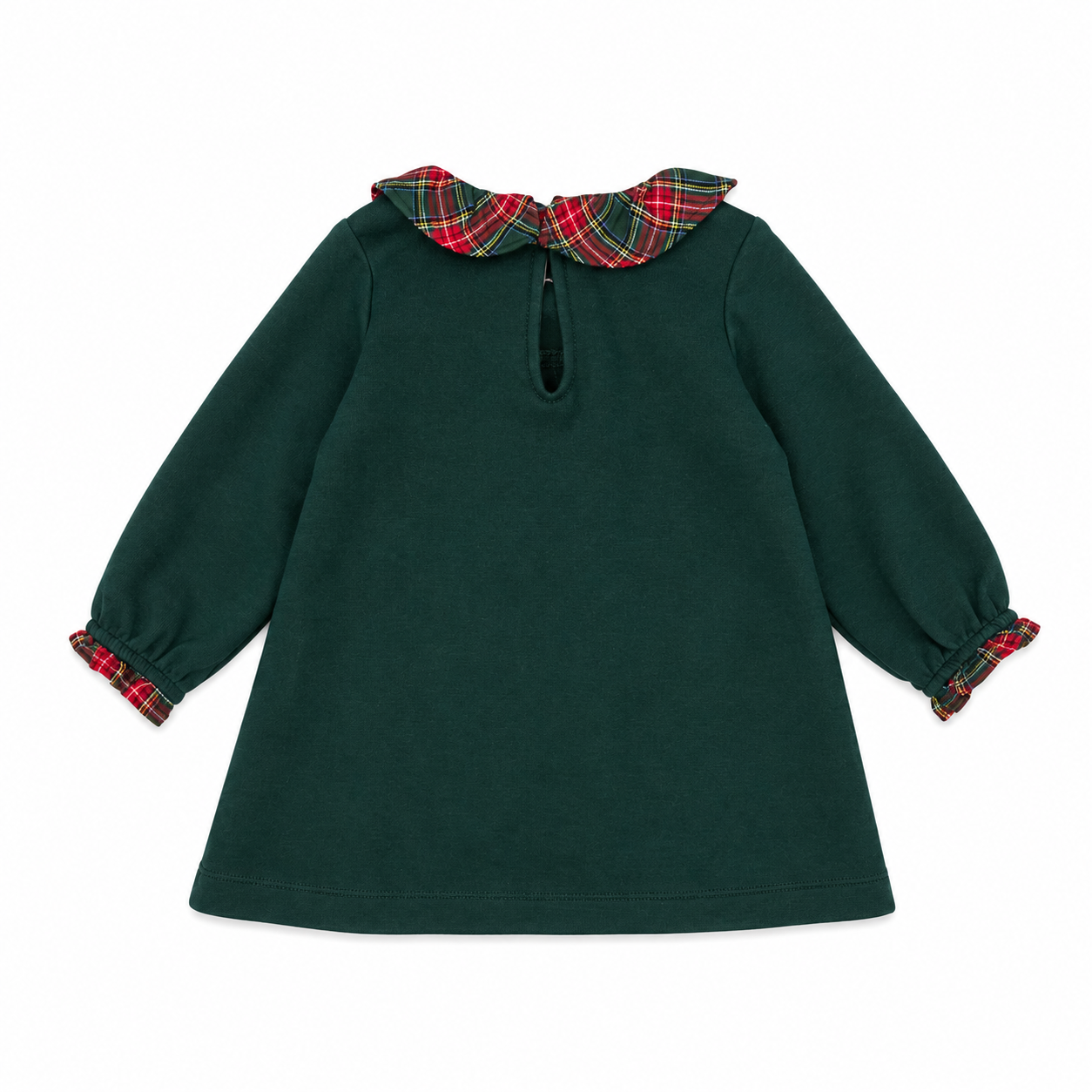 Vestido verde com gola xadrez para bebé menina da Fina Ejerique