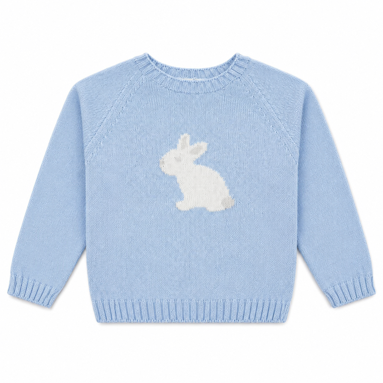 Camisola azul com estampa de coelho em tons de bege e cinza da Fina Ejerique "Blue"