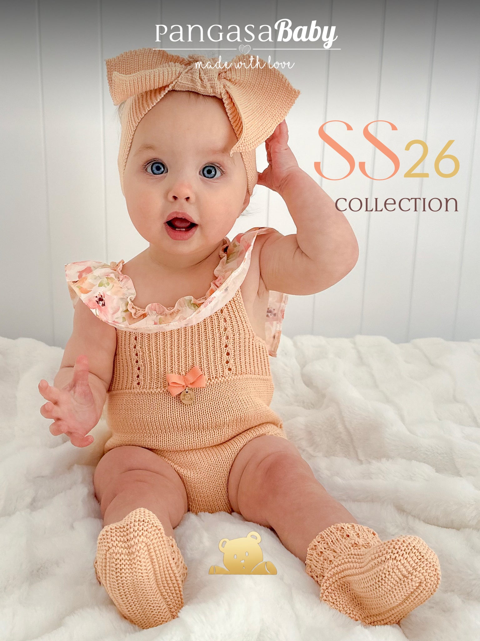 Fofo em malha com folho estampadao da Pangasa "Peach"