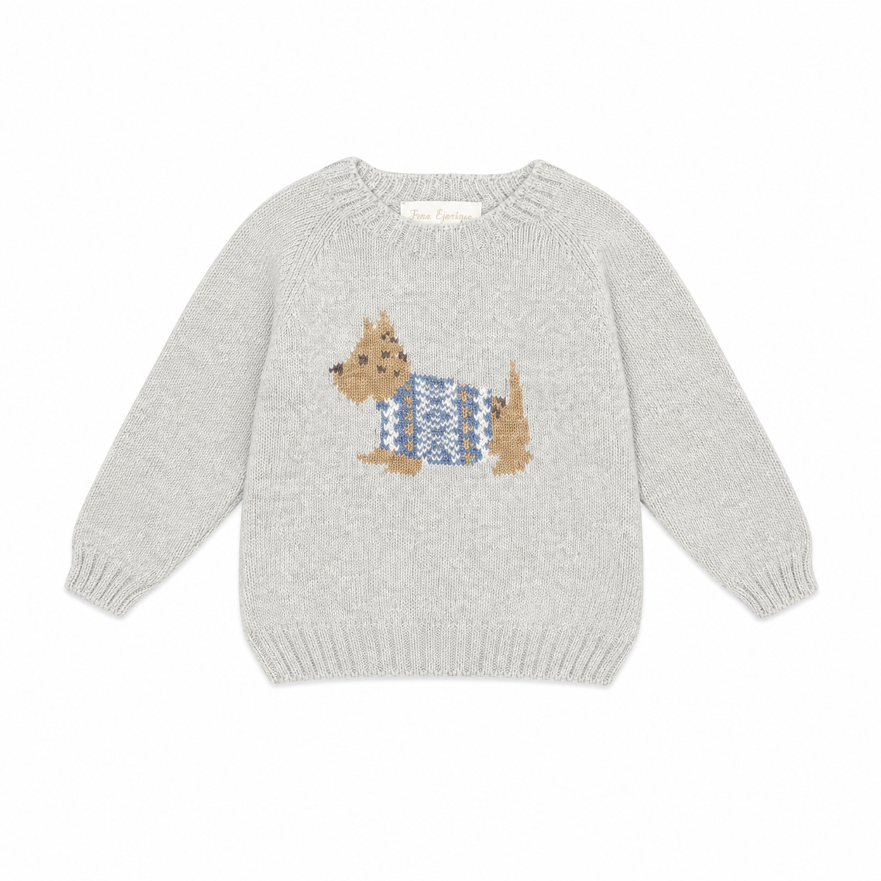 Camisola em malha cor cinza com cãozinho da Fina Ejerique "Blue"