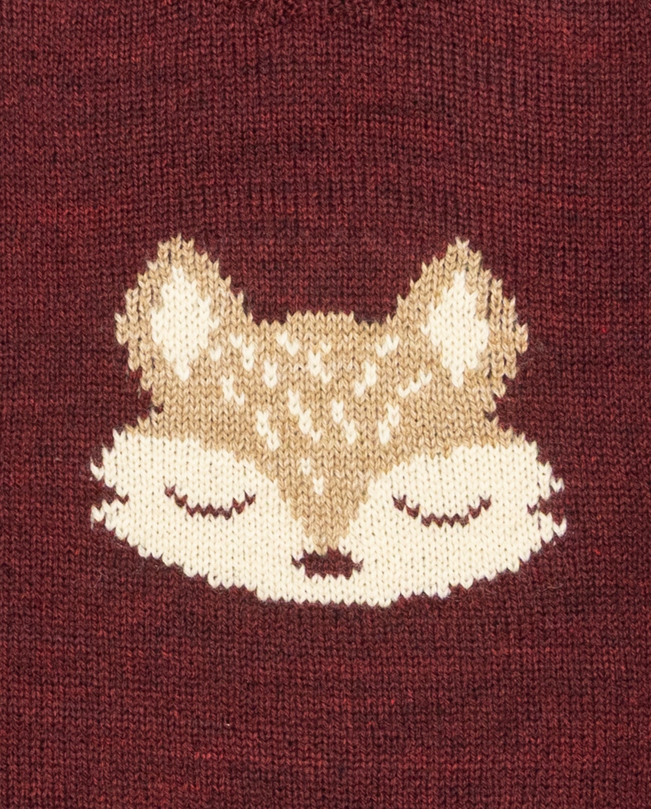 Camisola em malha bordô com estampado raposa em jacquard Fina Ejerique "Burgundy"