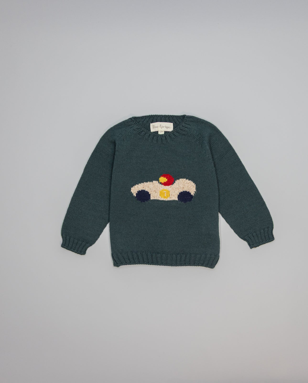 Camisola em malha verde com estampado de carro da Fina Ejerique "CHRISTMAS"