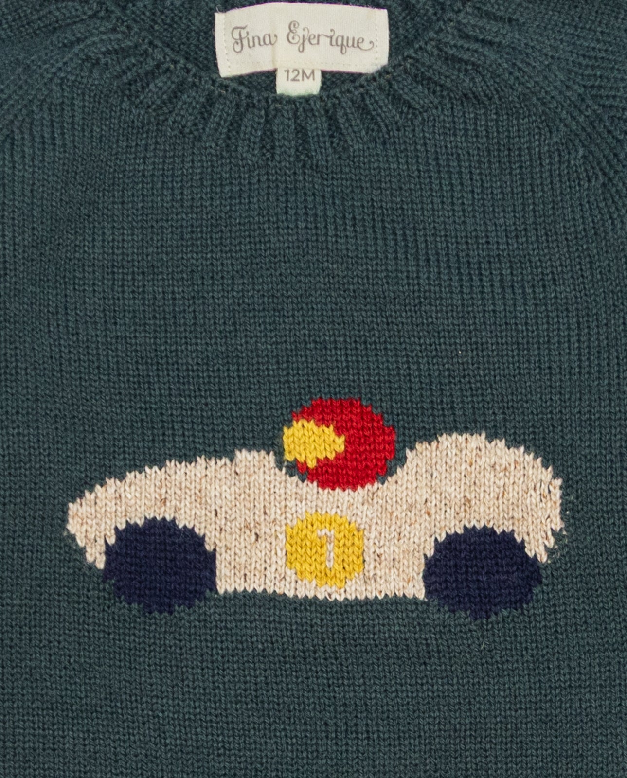 Camisola em malha verde com estampado de carro da Fina Ejerique "CHRISTMAS"