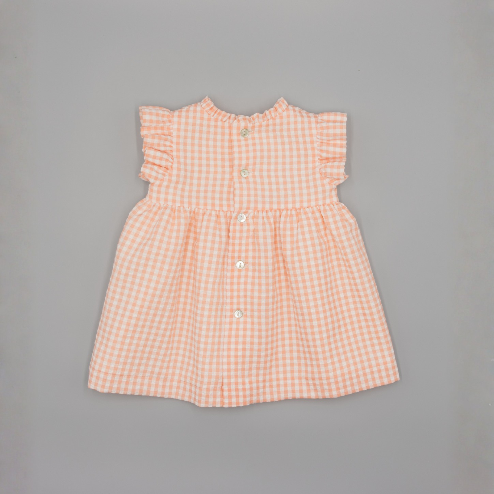 Vestido e tapa fraldas Vichy cor salmão da Fina Ejerique "PINK"