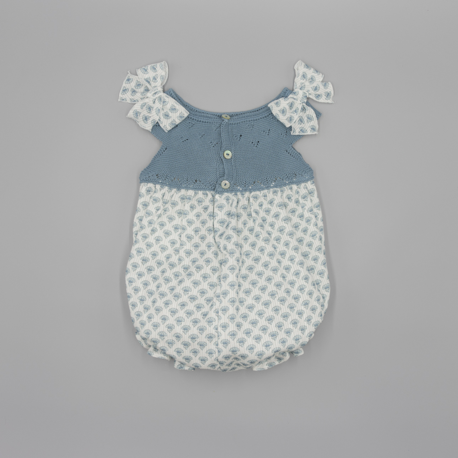 Fofo combinado cor petróleo com flores azuis para bebé menina da Fina Ejerique"BLUE"