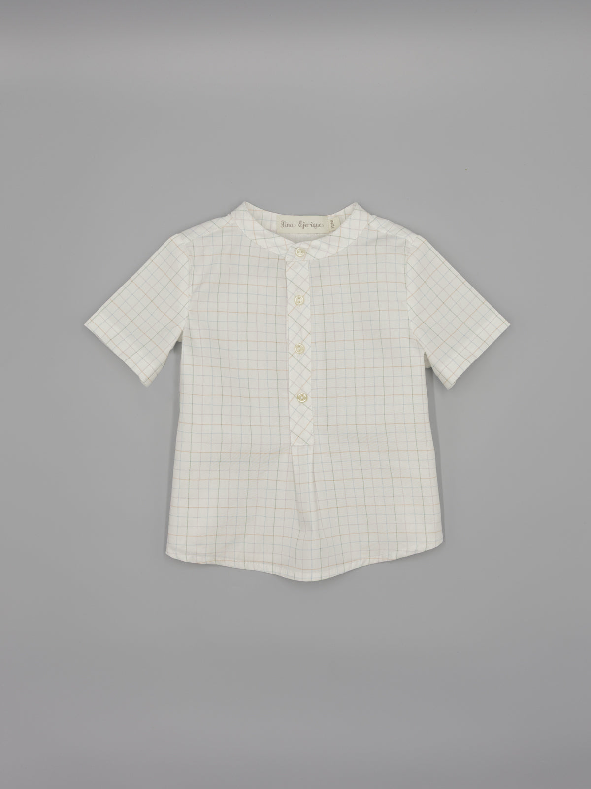 Conjunto camisa quadrados e calção sarga bege da Fina Ejerique "PINK"