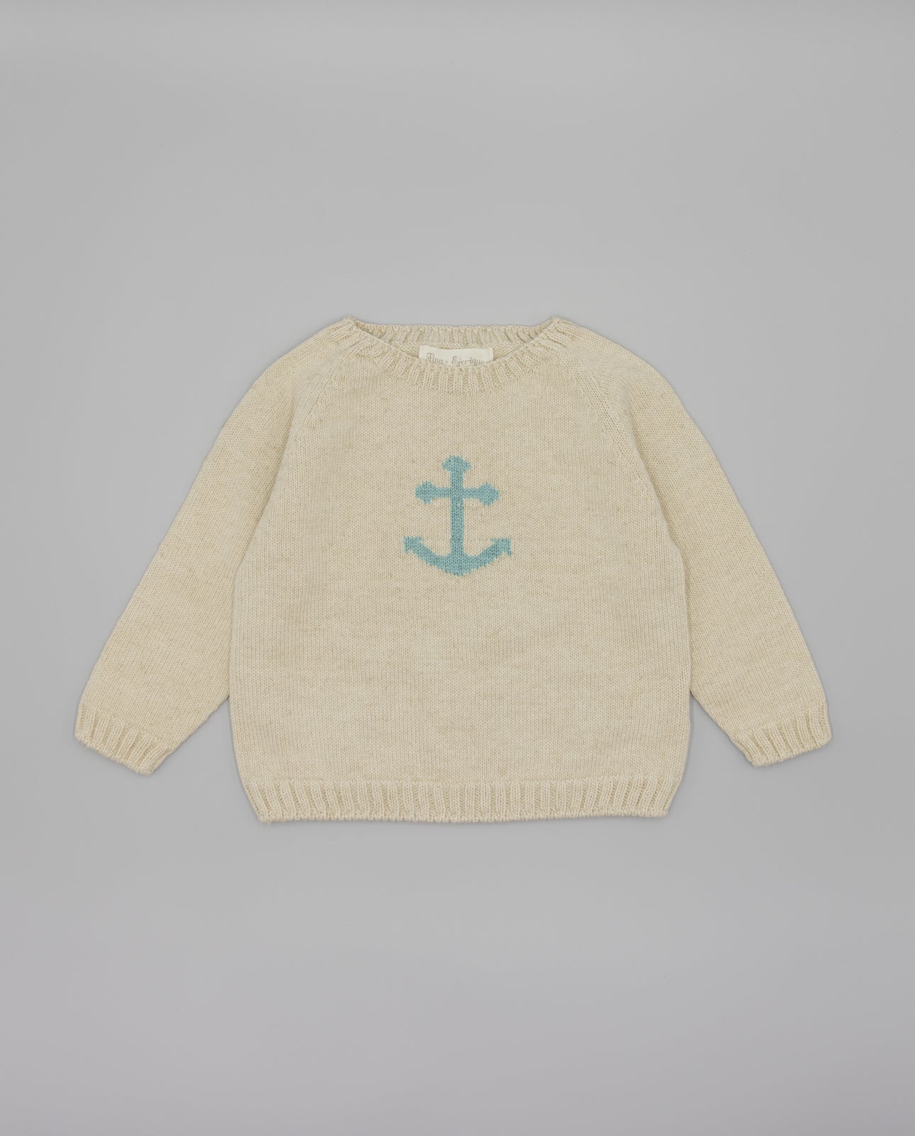 Camisola em malha bege com âncora da Fina Ejerique "BLUE"