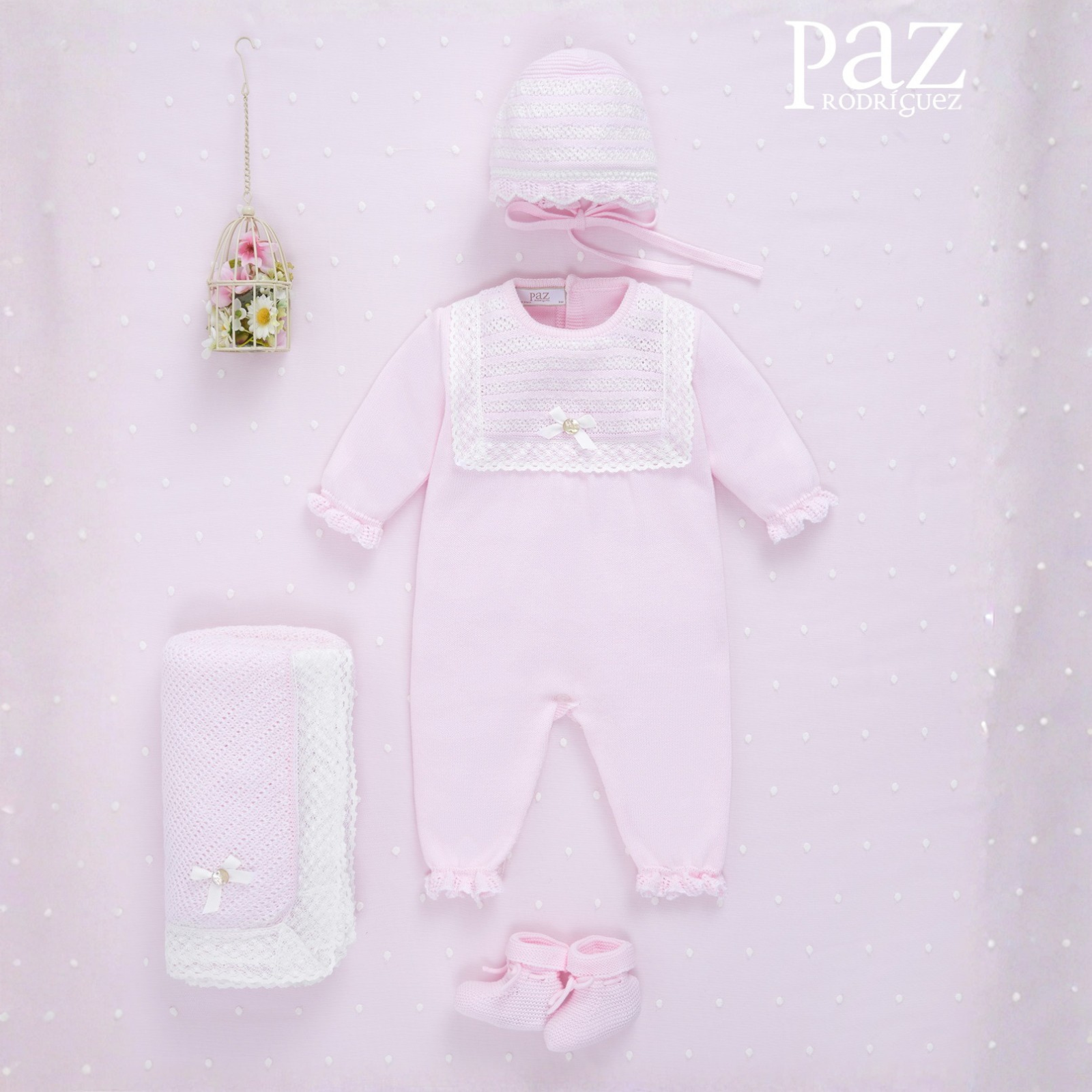 Babygrow rosa menina da Paz Rodriguez "Alaia"