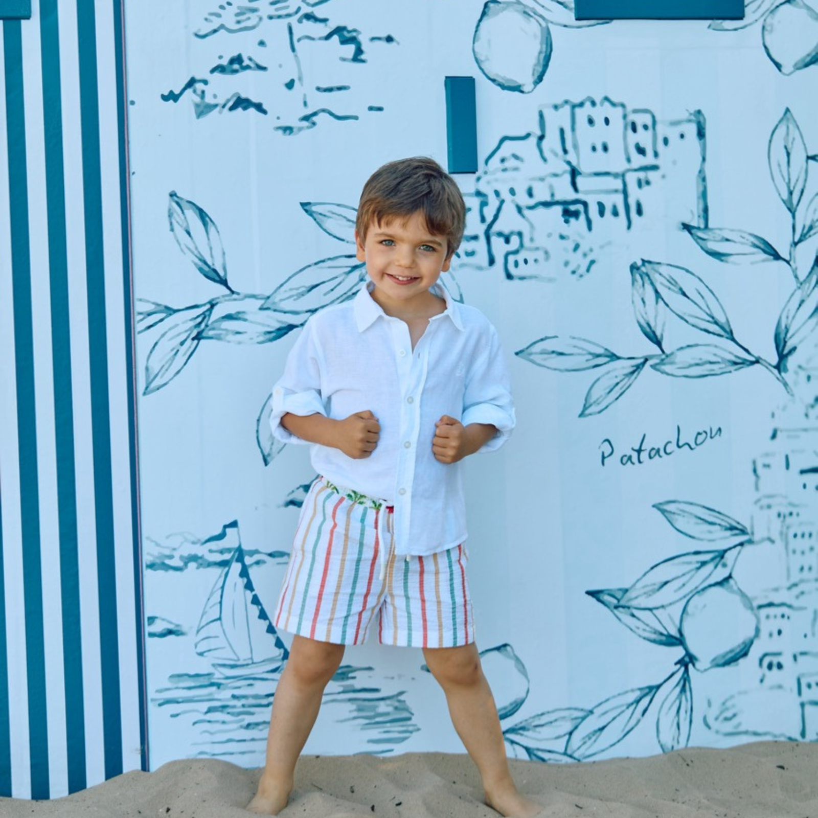 Camisa branca de linho da Patachou "Swimwear"