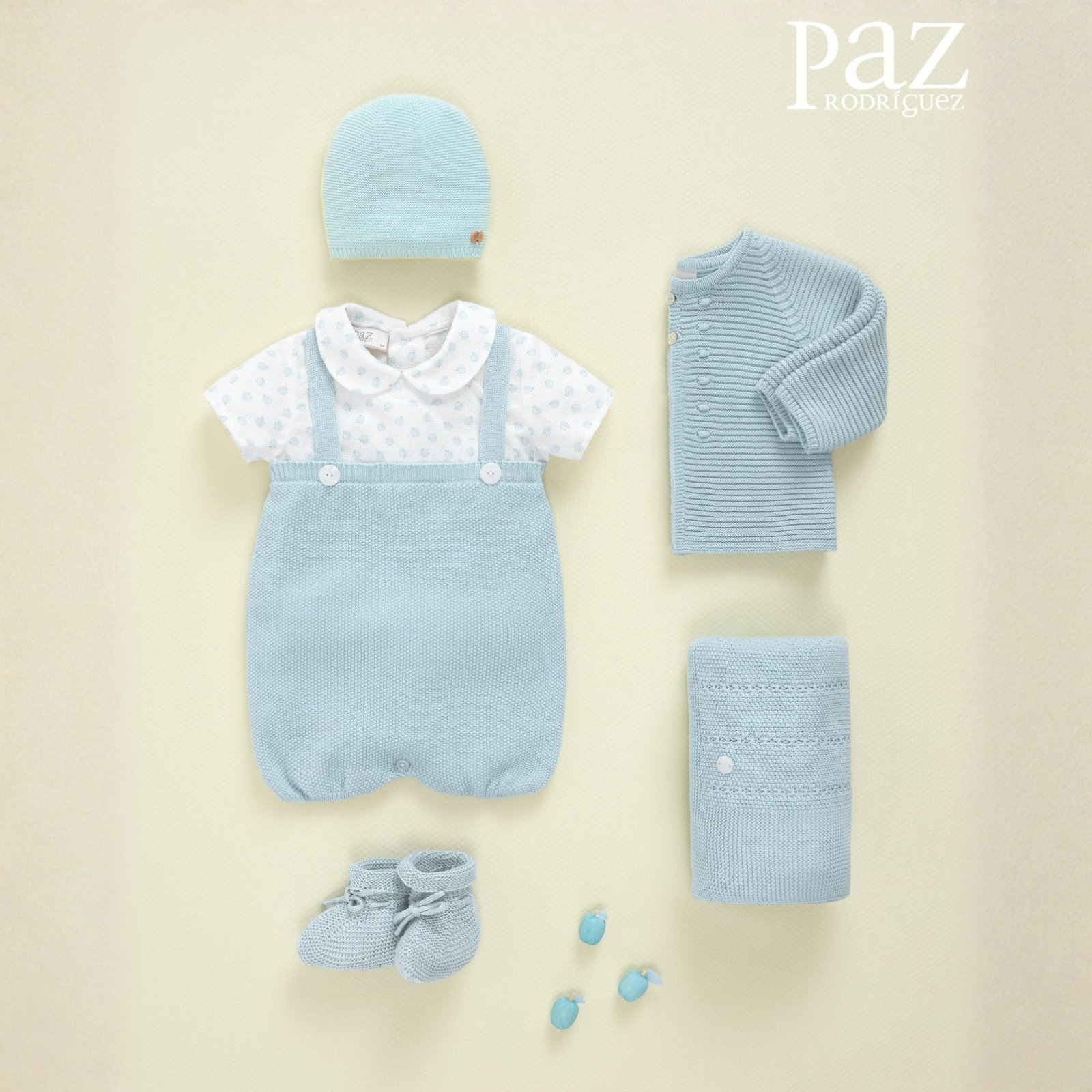 Fofo combinado com malha azul da Paz Rodriguez "Eden"