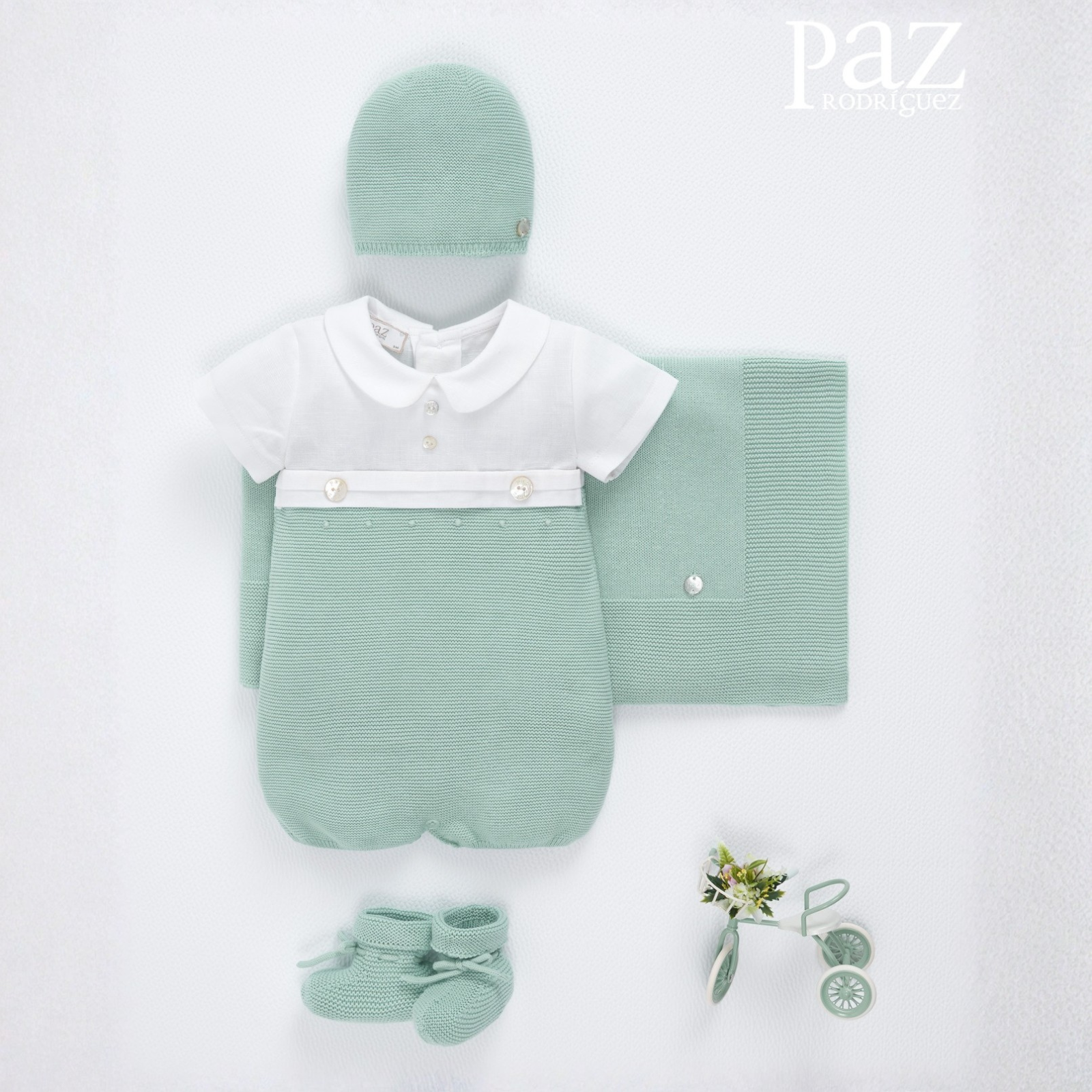 Fofo combinado verde e branco da Paz Rodriguez "Cauce"