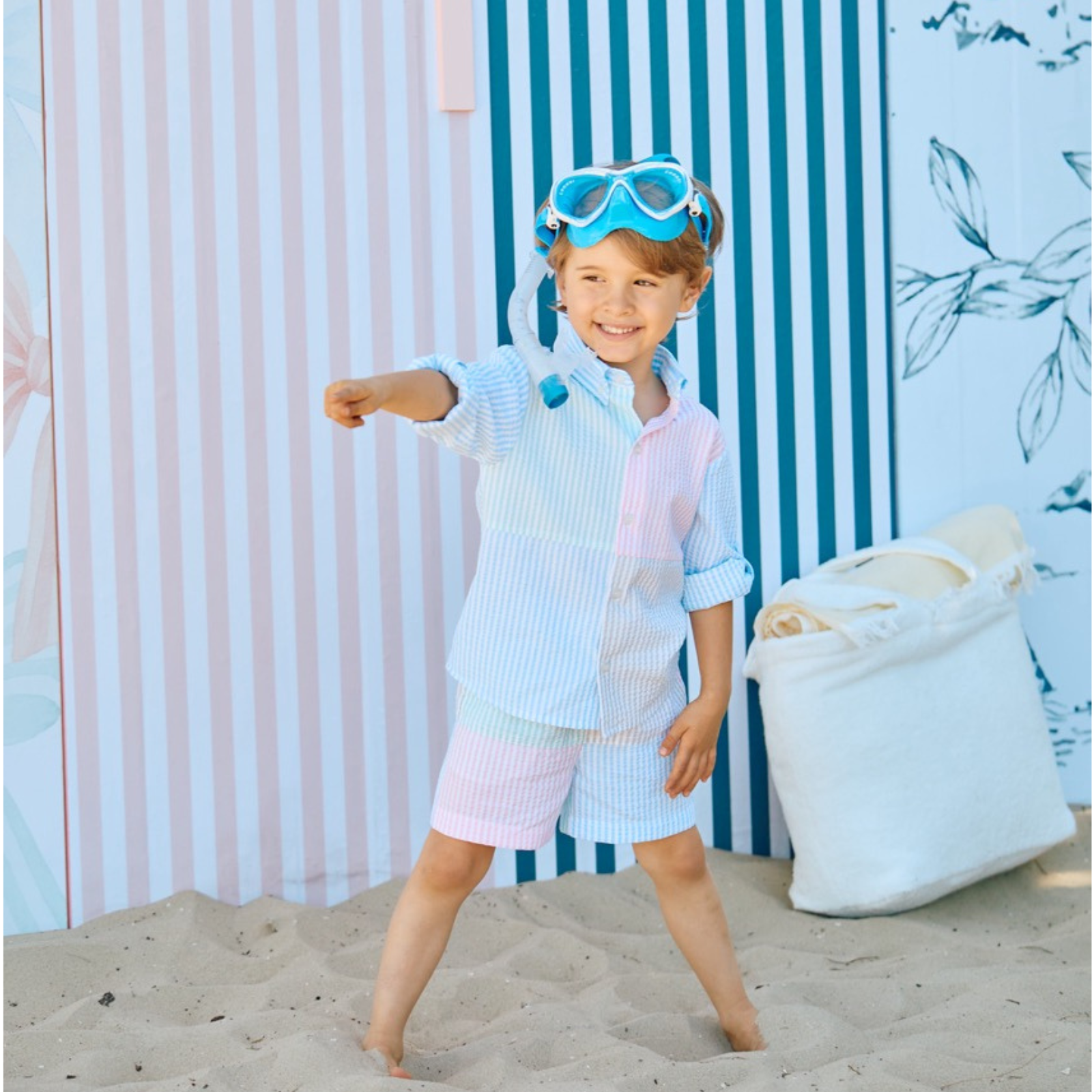 Conjunto camisa e calção multicolor da Patachou "Swimwear"