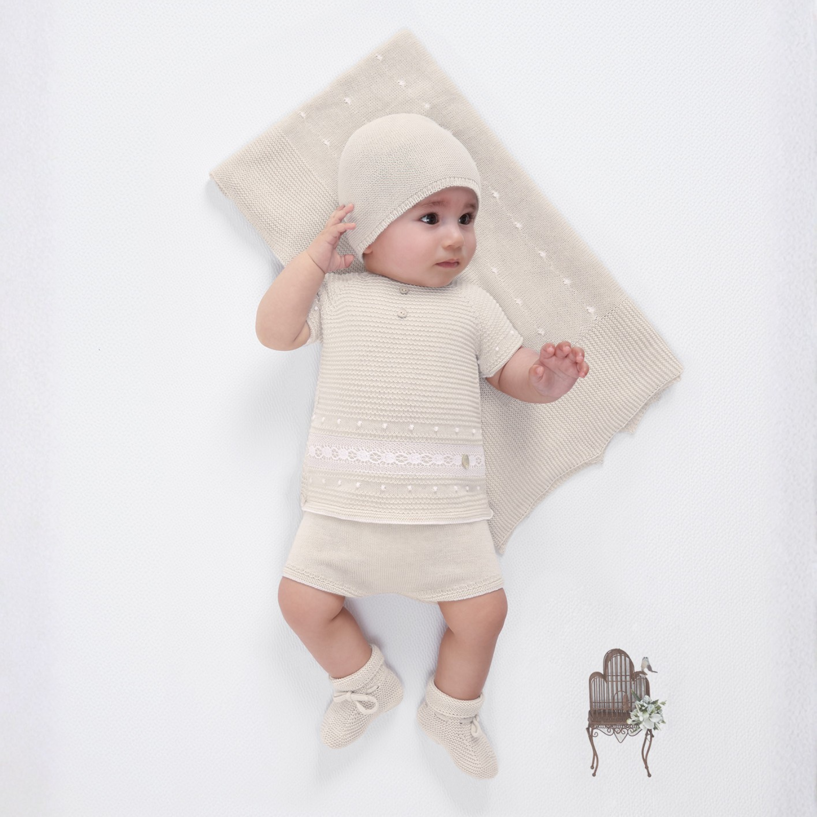 Conjunto bebé menino bege da Paz Rodriguez "Nectar"