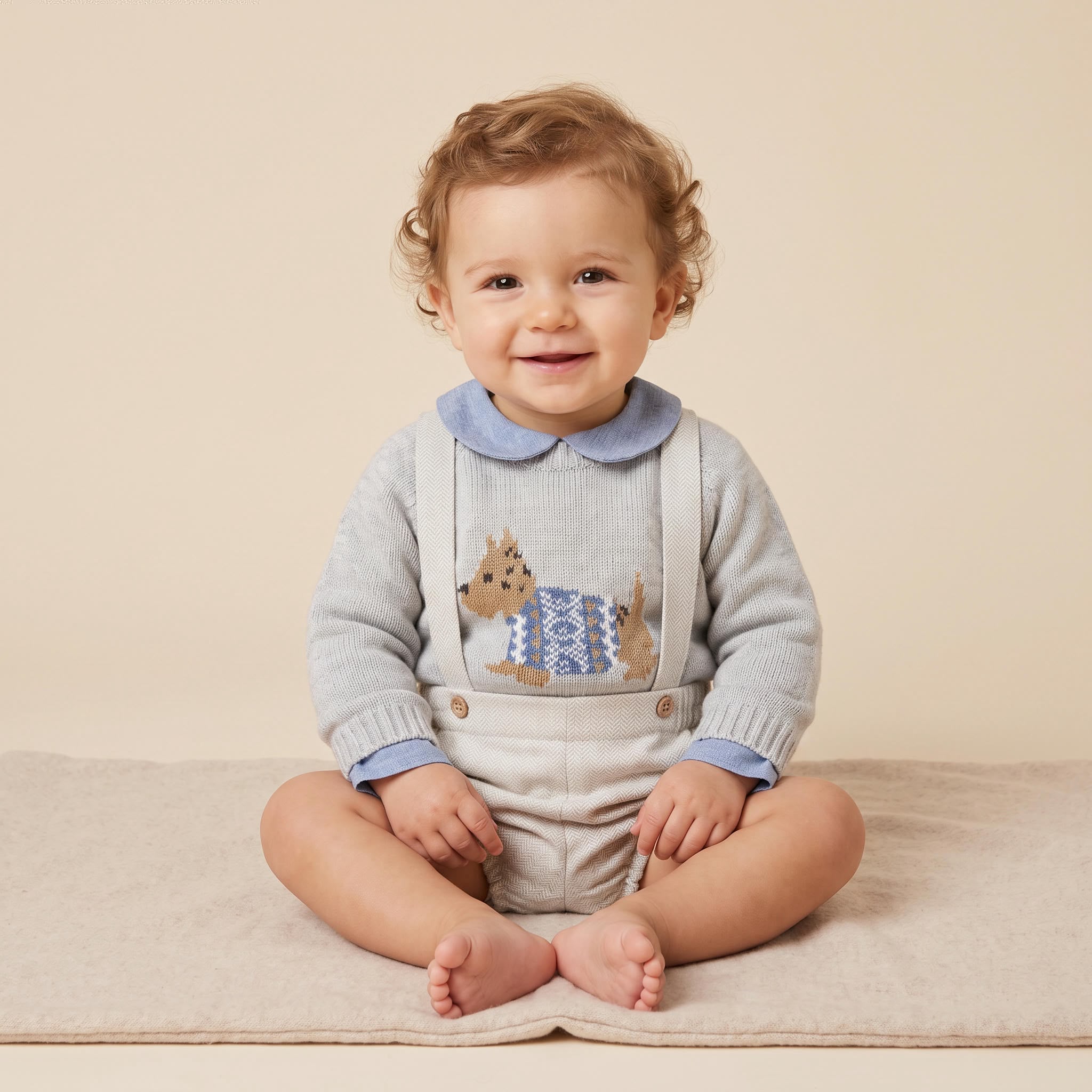 Camisola em malha cor cinza com cãozinho da Fina Ejerique "Blue"