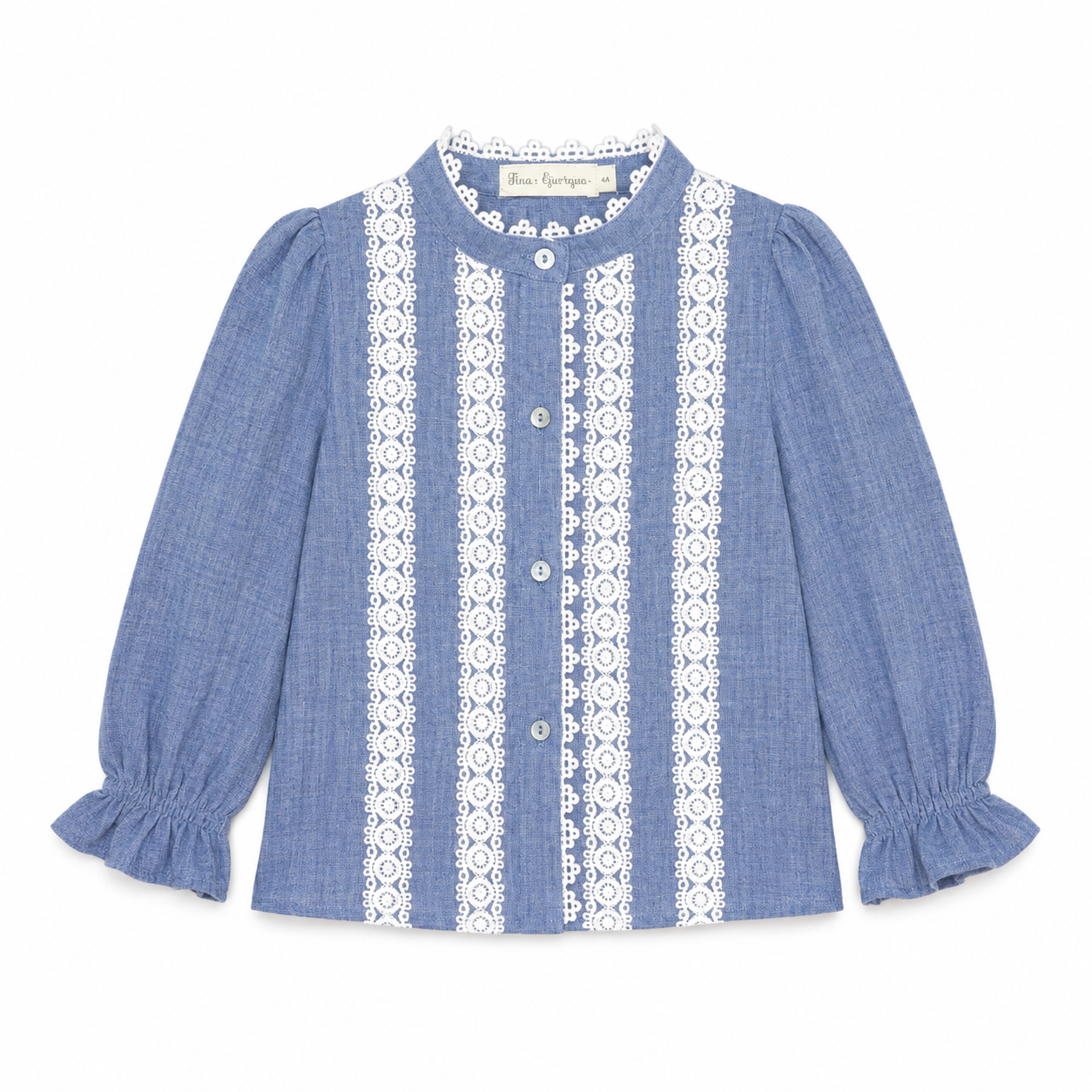 Conjunto blusa azul com bordado e calça de veludo para menina Fina Ejerique "BLUE"