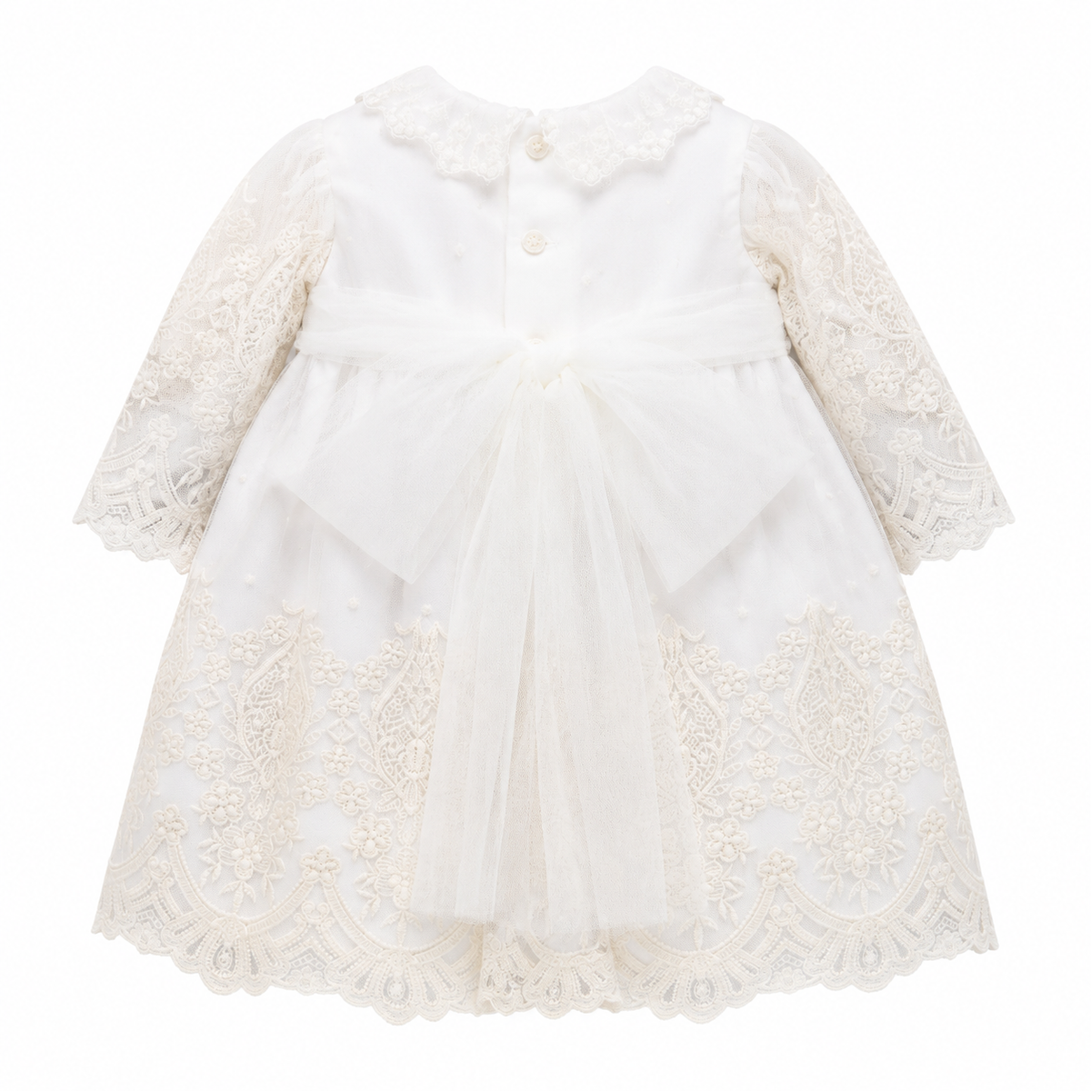 Vestido com tapa fralda e touca de cerimónia da Niseret