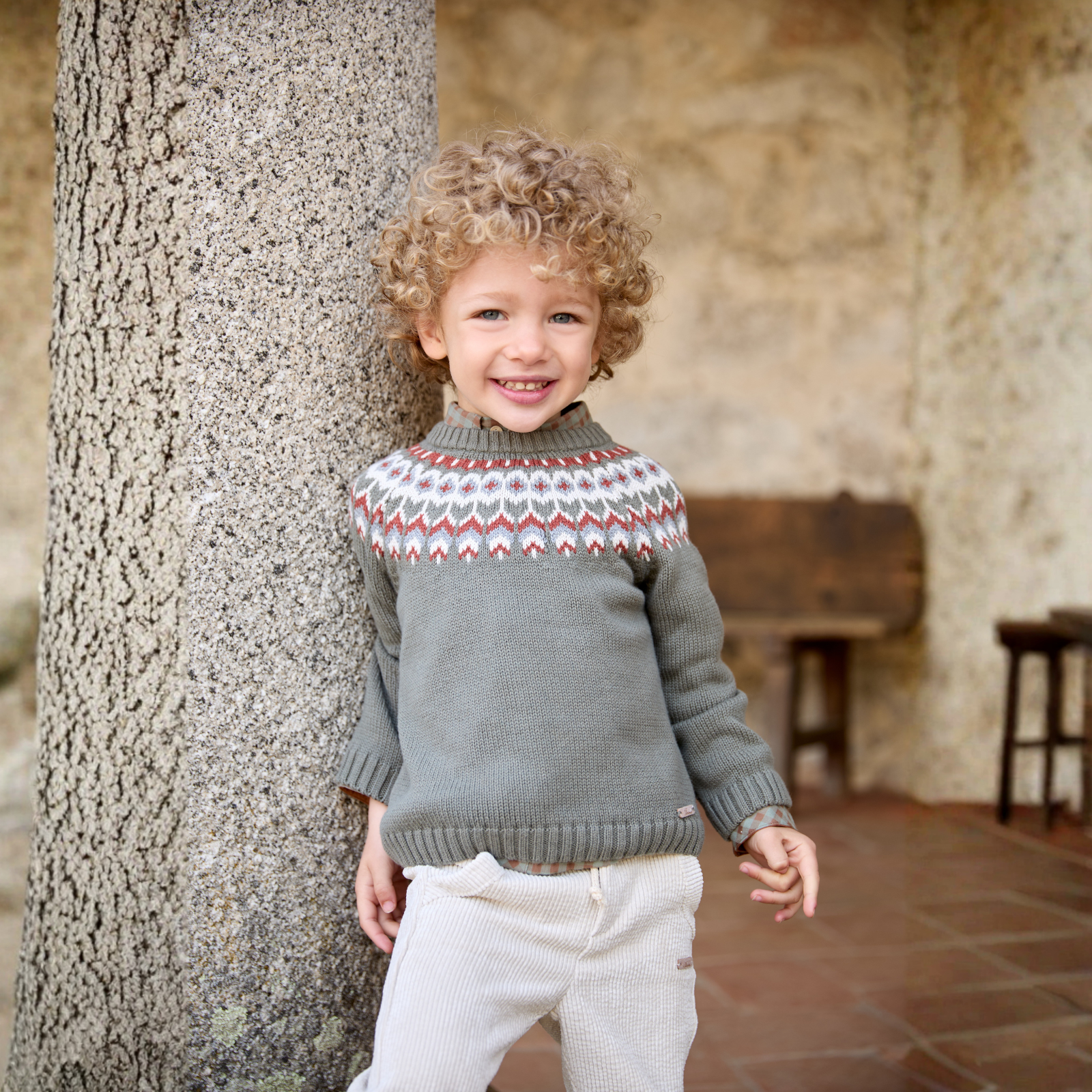 Camisola verde caqui com jacquard da Martín Aranda "Siero"