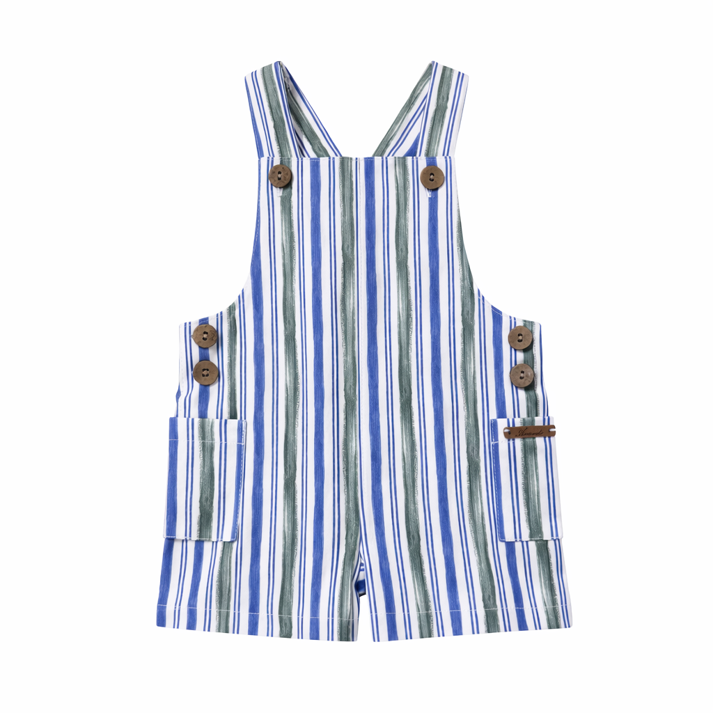 Jardineira unissexo com riscas verdes e azuis da Martín Aranda "Edmonton"