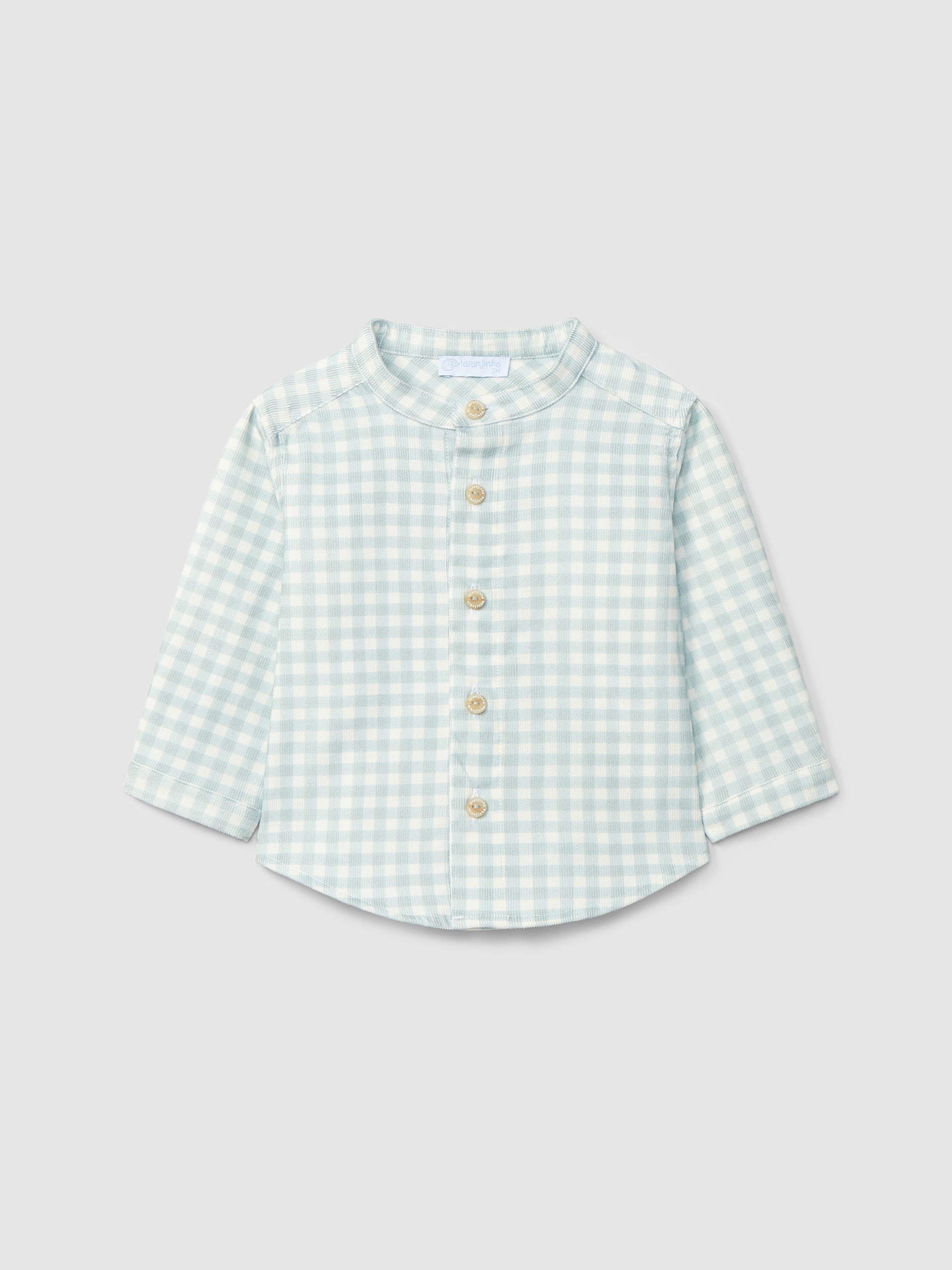 Camisa gola mao em bombazine xadrez azul da Laranjinha