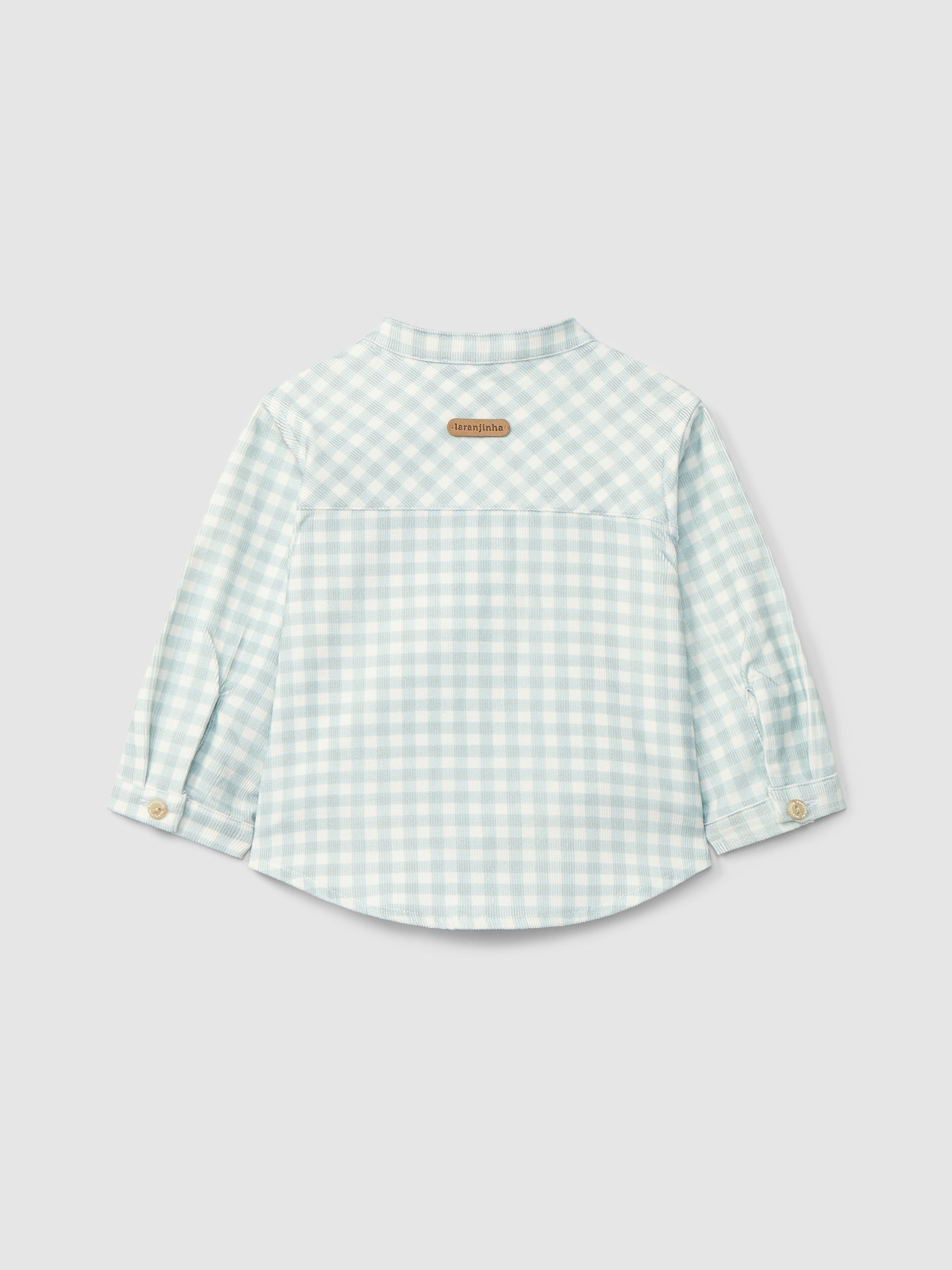 Camisa gola mao em bombazine xadrez azul da Laranjinha