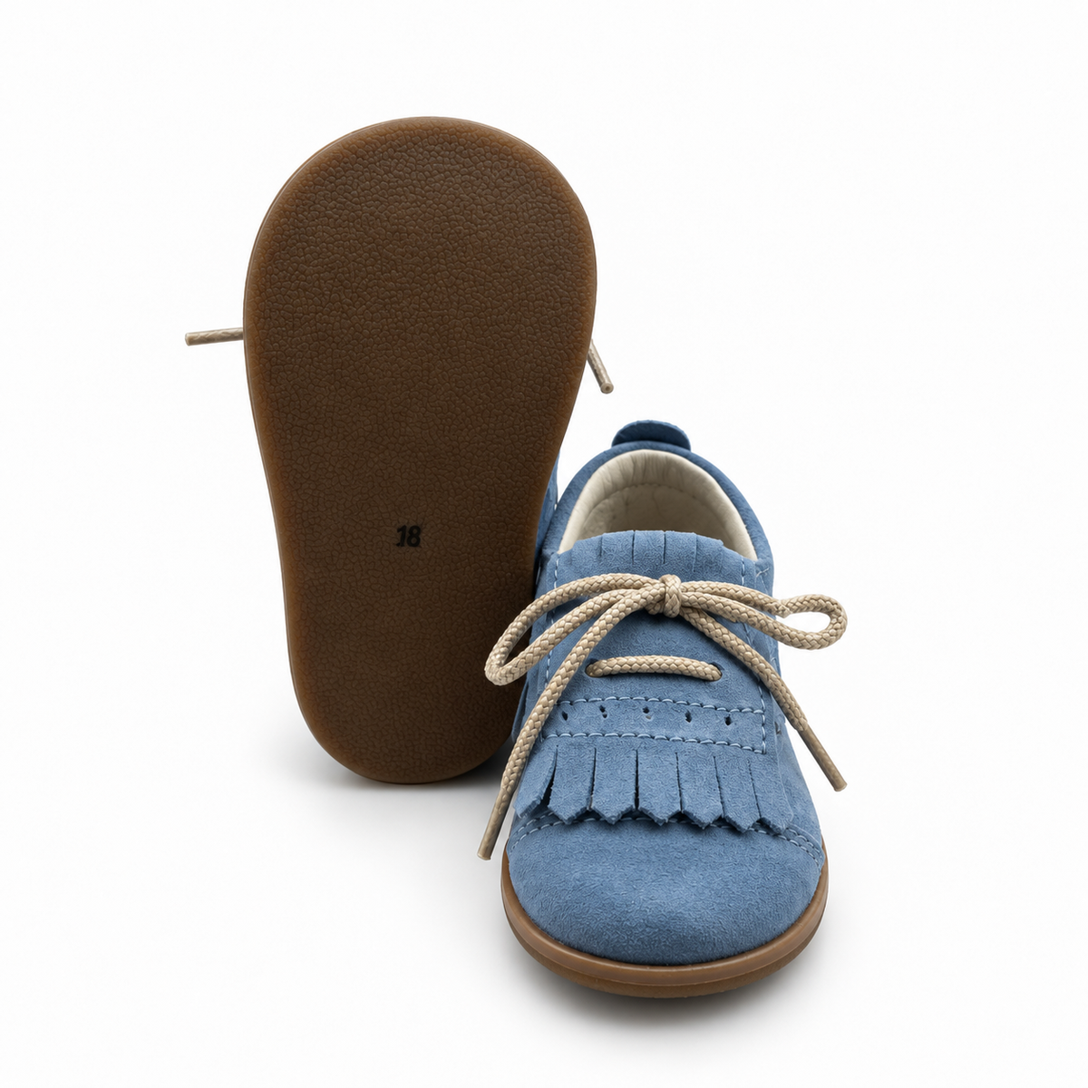 Sapatos barefoot camurça azul estilo carneira da Mania do Pé