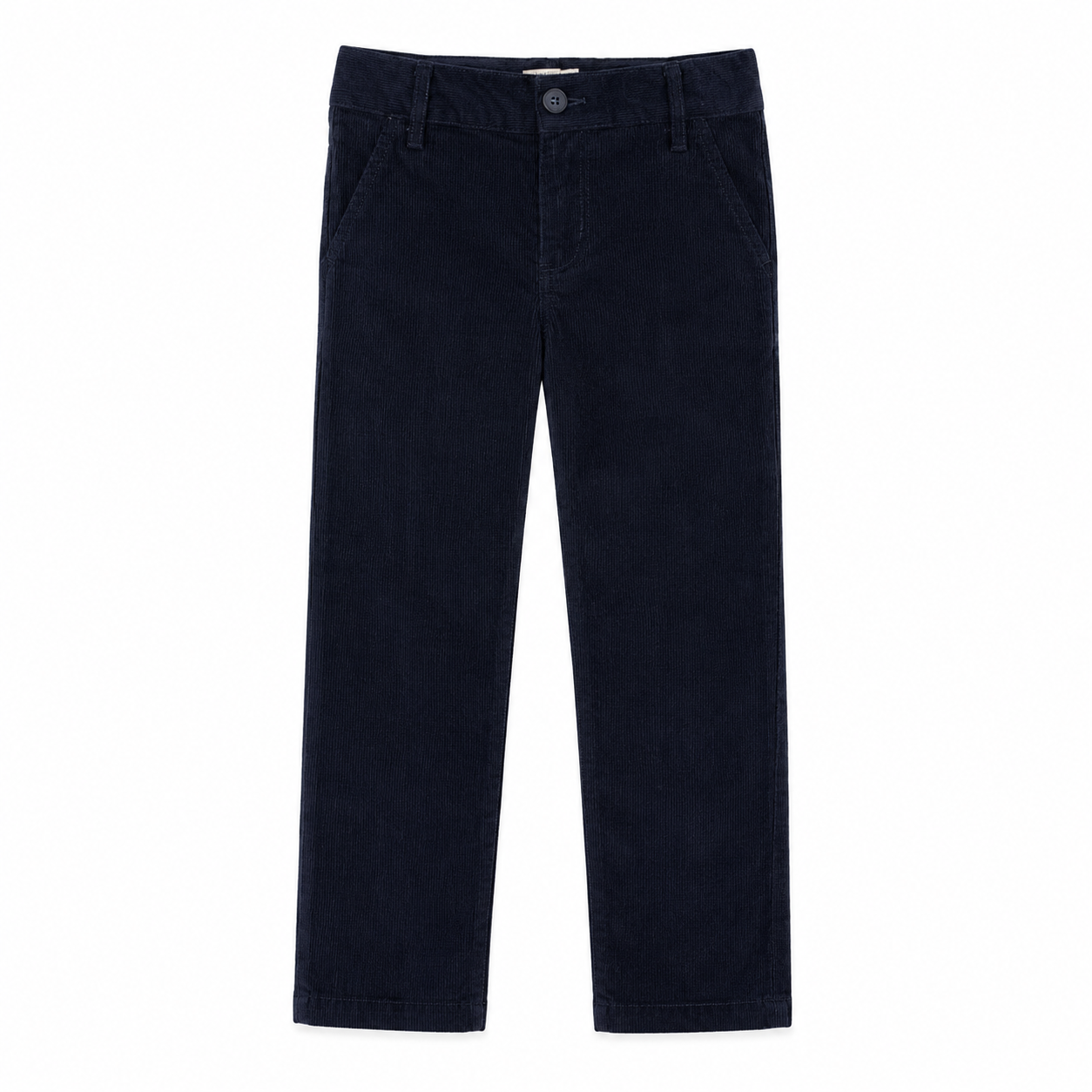 Calça de bombazine azul marinho de menino da Fina Ejerique