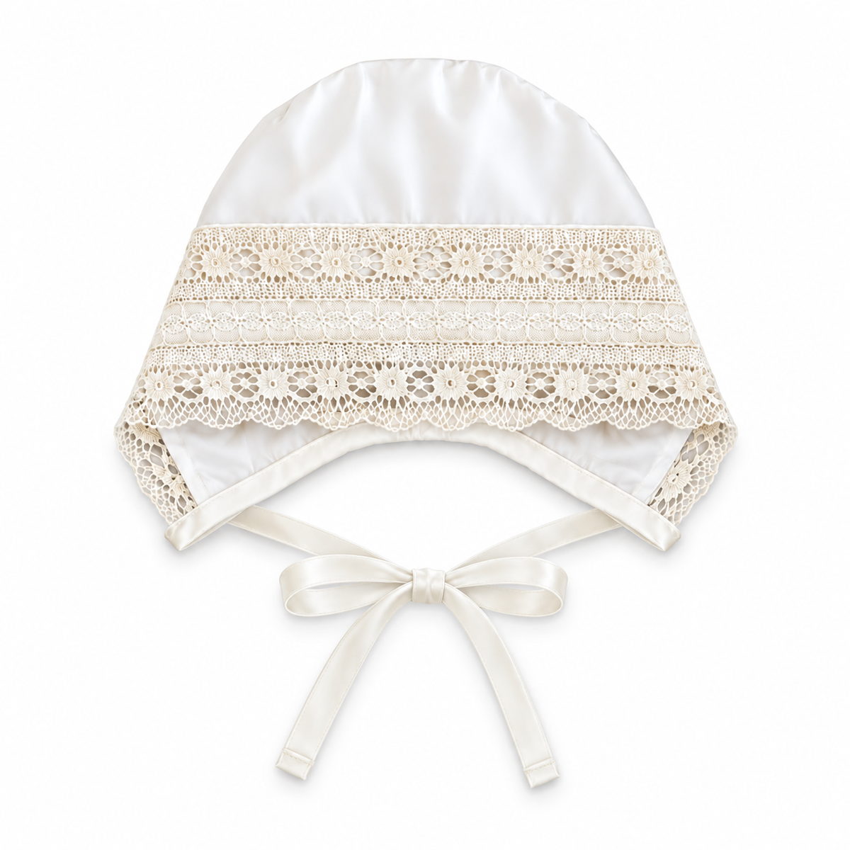 Touca de cerimónia com renda de algodão da "The Baby Concept"