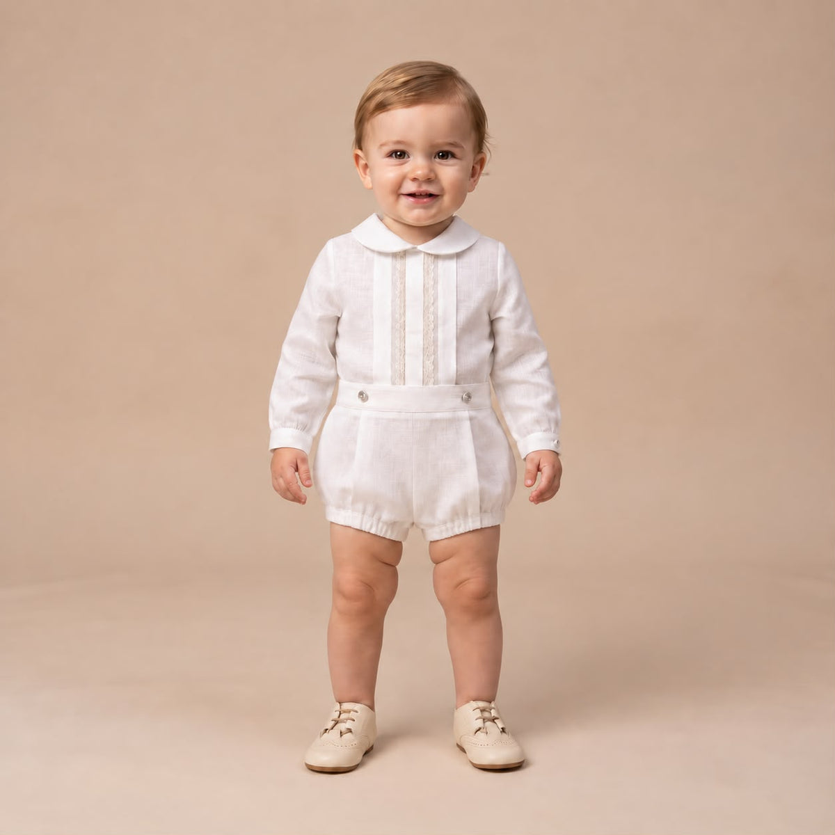 Conjunto blusa manga comprida com renda e calção perola "The Baby Concept"