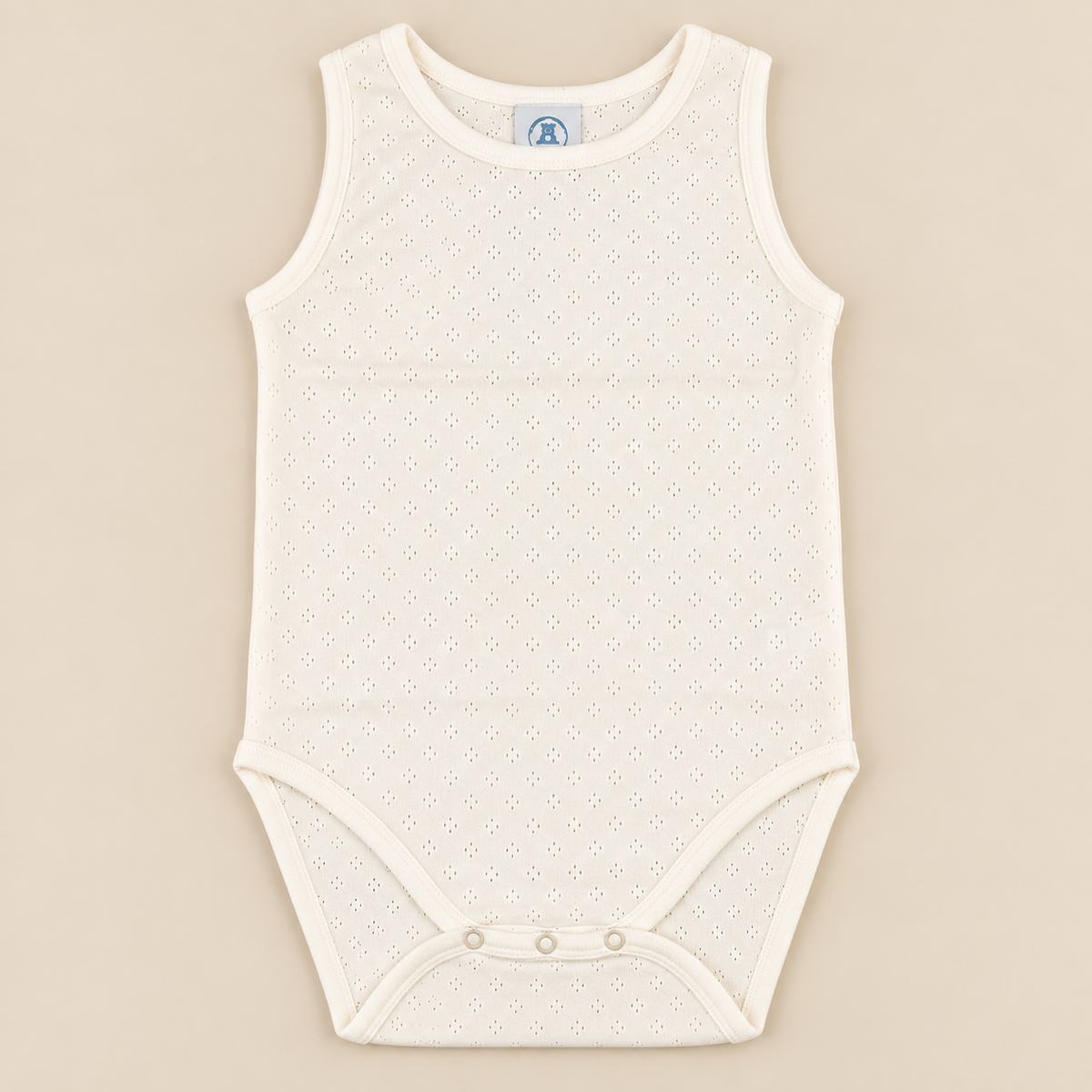 Body perola picotado com manga cava da The Baby Concept